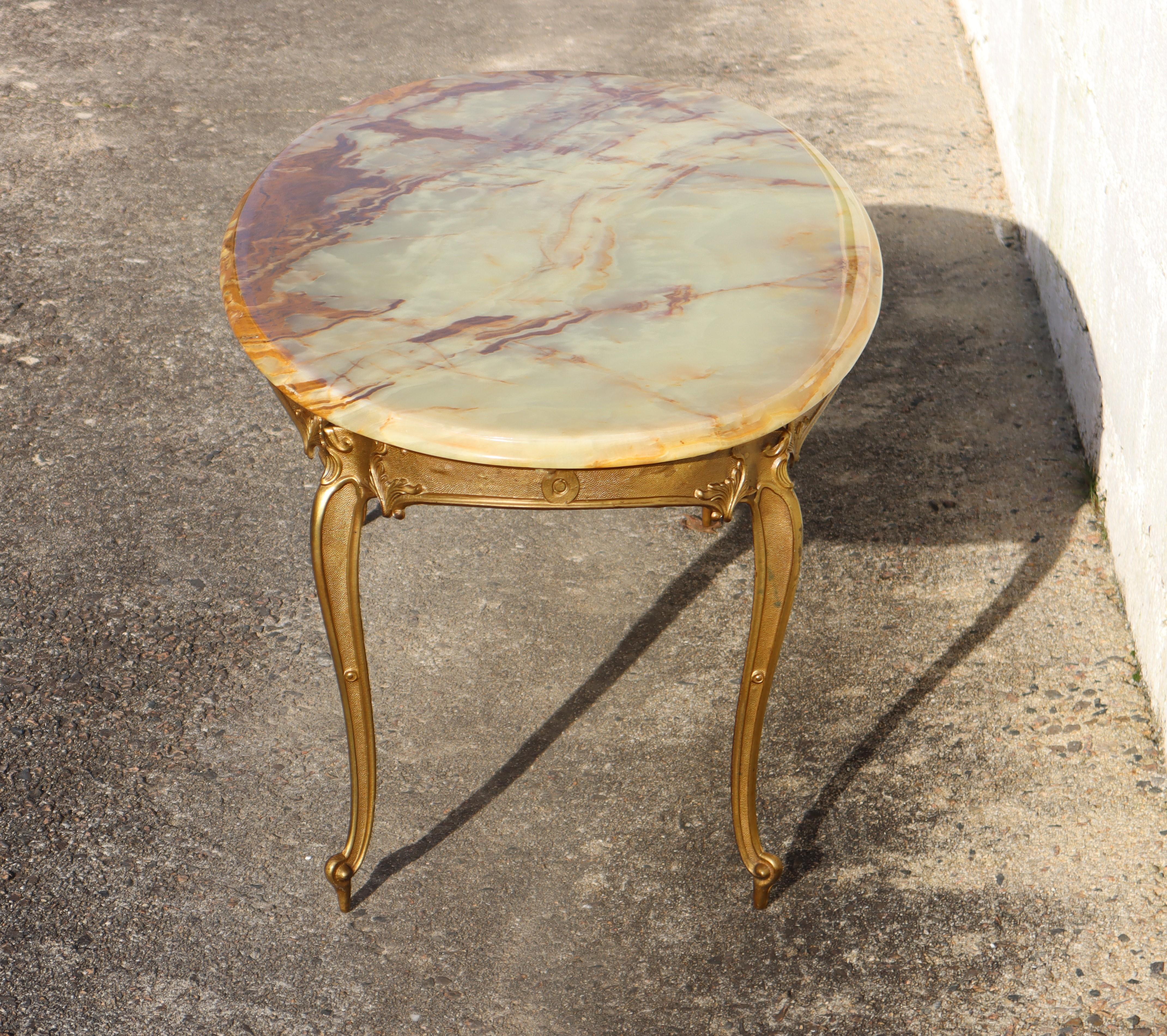 Vintage green Onyx Marble and Brass Coffee Table-Cocktail Table-Lounge Table-60s 1