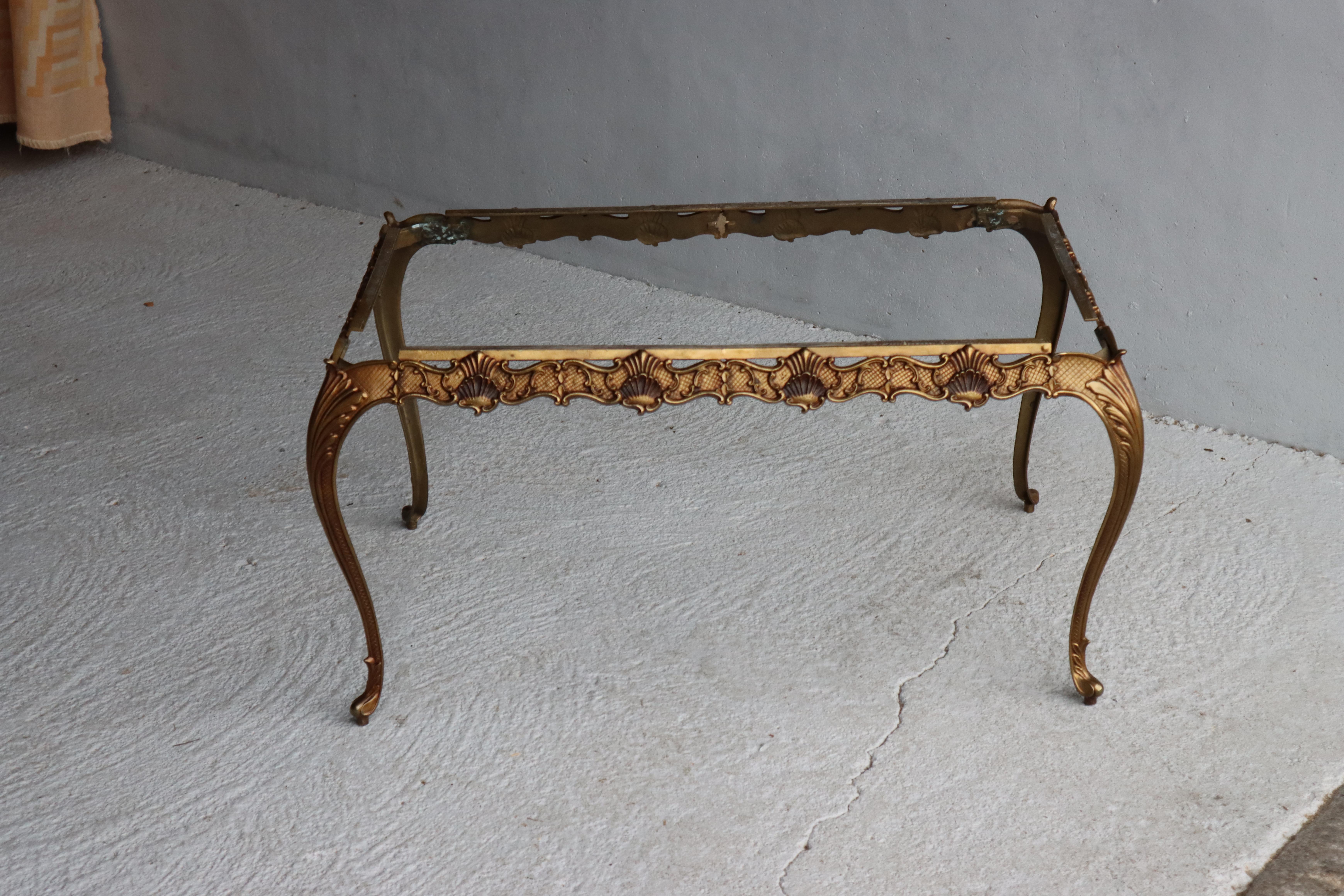 Vintage green Onyx Marble &Bronze Coffee Table-Cocktail Table-Style Louis XV-70s 8