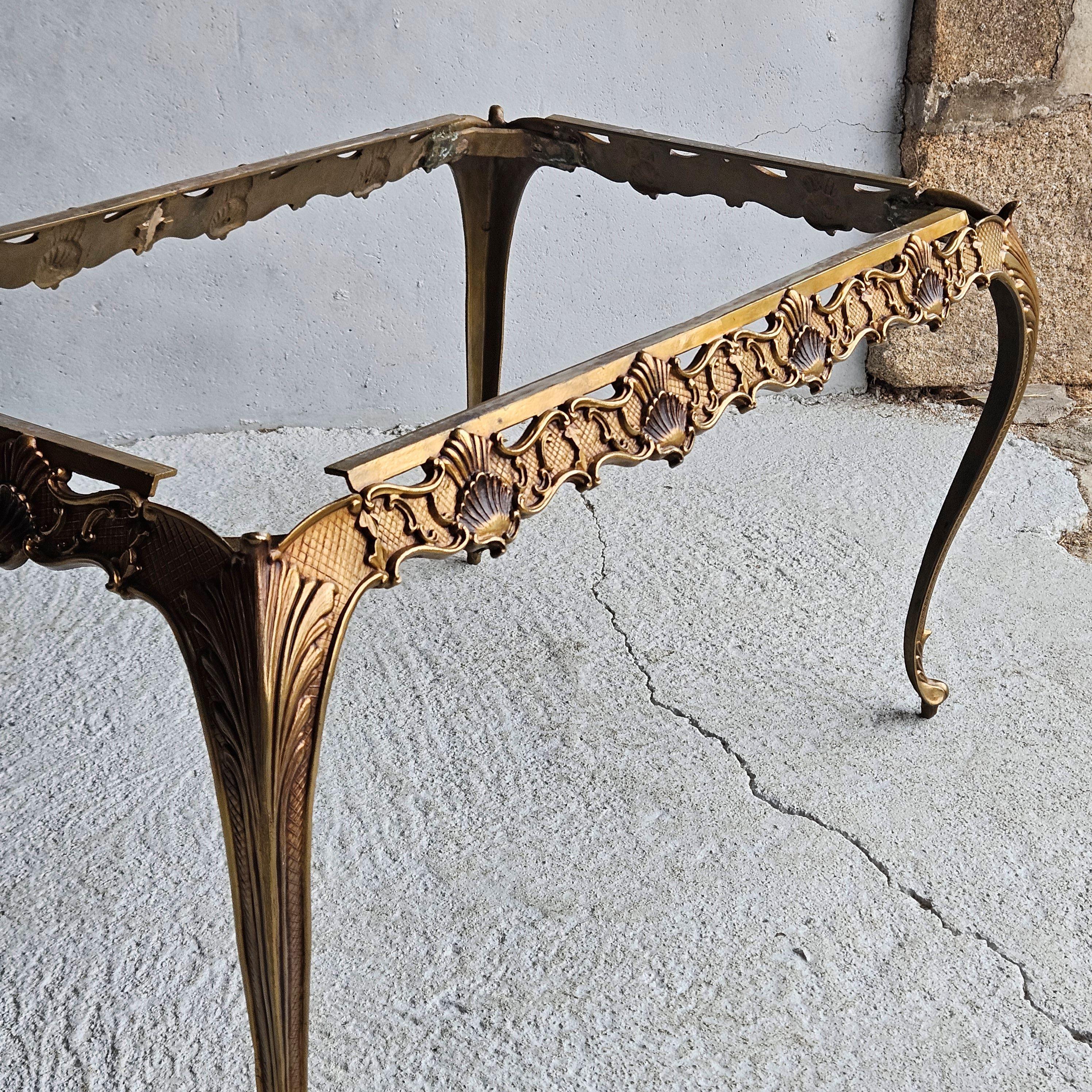 Vintage green Onyx Marble &Bronze Coffee Table-Cocktail Table-Style Louis XV-70s 9