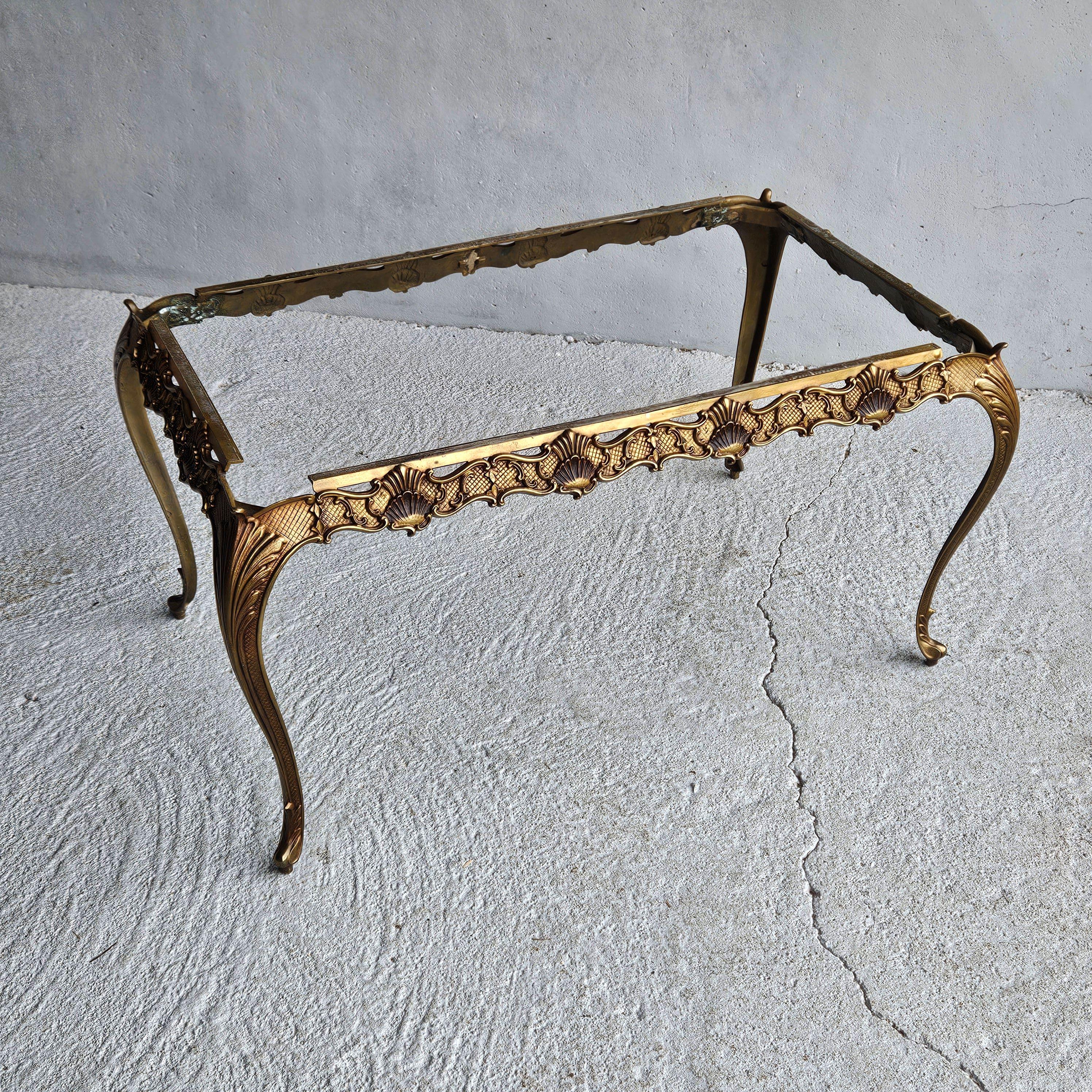 Vintage green Onyx Marble &Bronze Coffee Table-Cocktail Table-Style Louis XV-70s 10