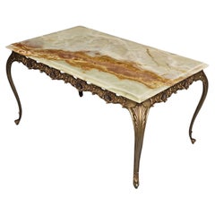 Vintage green Onyx Marble &Bronze Coffee Table-Cocktail Table-Style Louis XV-70s