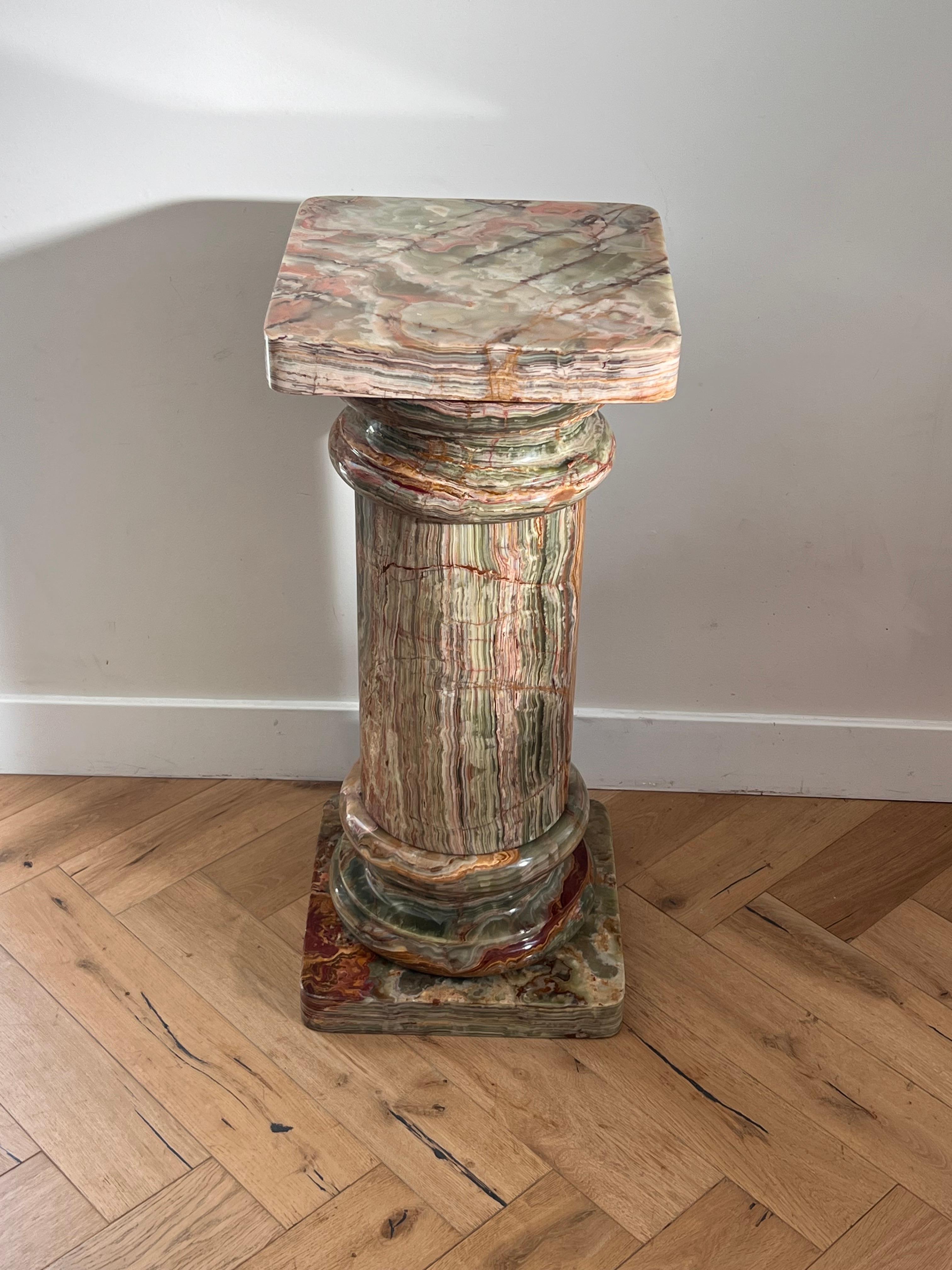 Vintage Green Onyx Pedestal Column, 20th Century 17