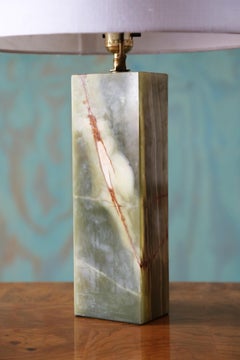 Vintage Green Onyx Slab Lamps - A Pair