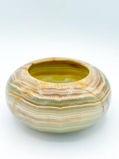 Vintage Green Onyx Stone Decorative Catchall Bowl Flower Vase Planter