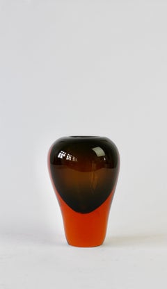 Vintage Green & Orange Glass Vase by František Koudel for Chribska Glass, 1964