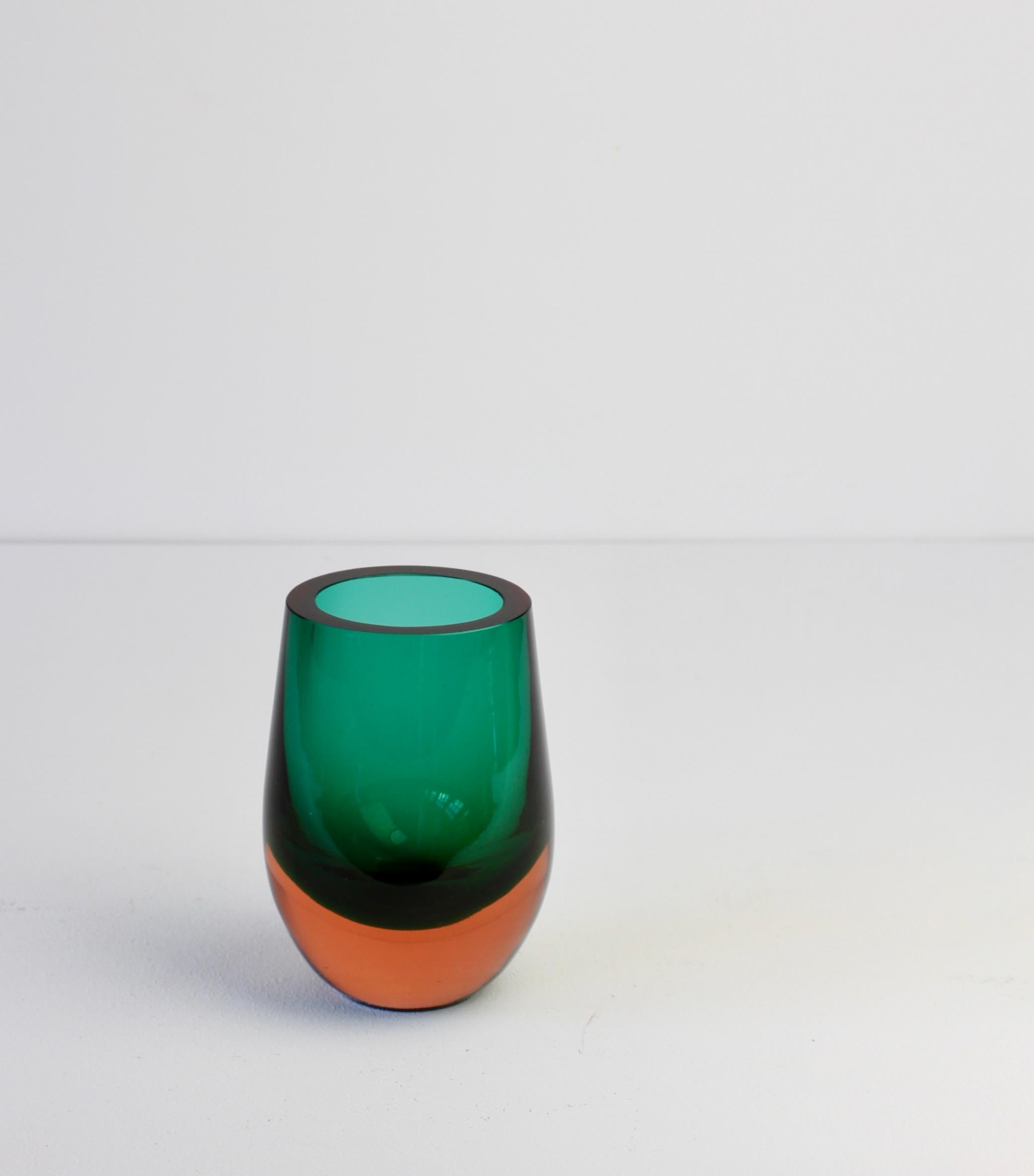 Vintage Green and Orange Glass Vase by Konrad Habermeier for Gral Glas, 1965 5