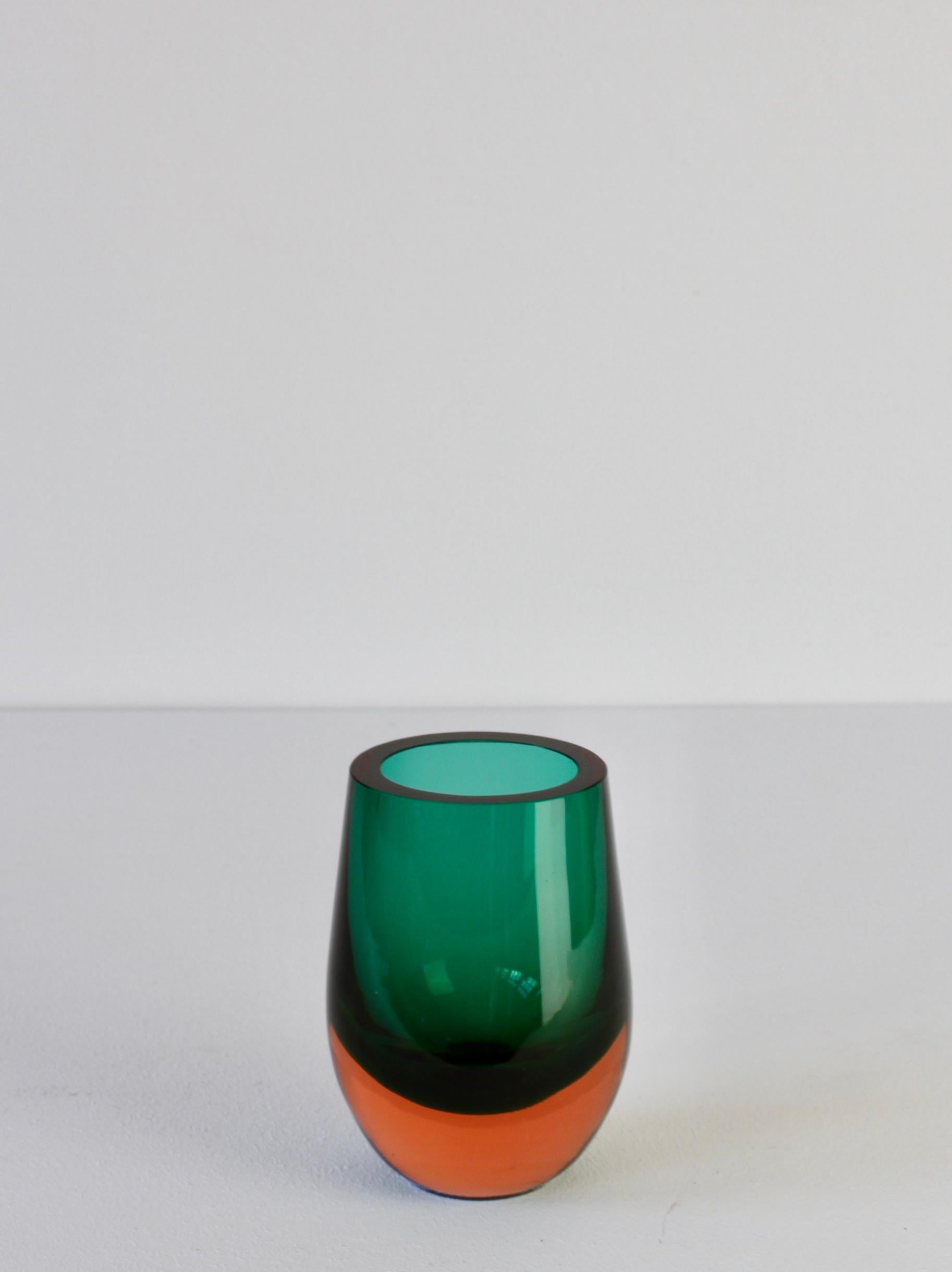 Vintage Green and Orange Glass Vase by Konrad Habermeier for Gral Glas, 1965 6