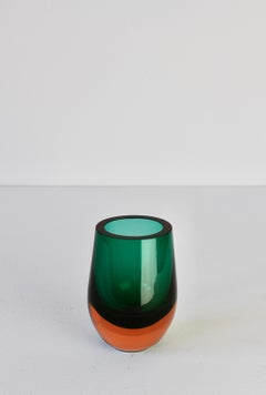 Vintage Green and Orange Glass Vase by Konrad Habermeier for Gral Glas, 1965