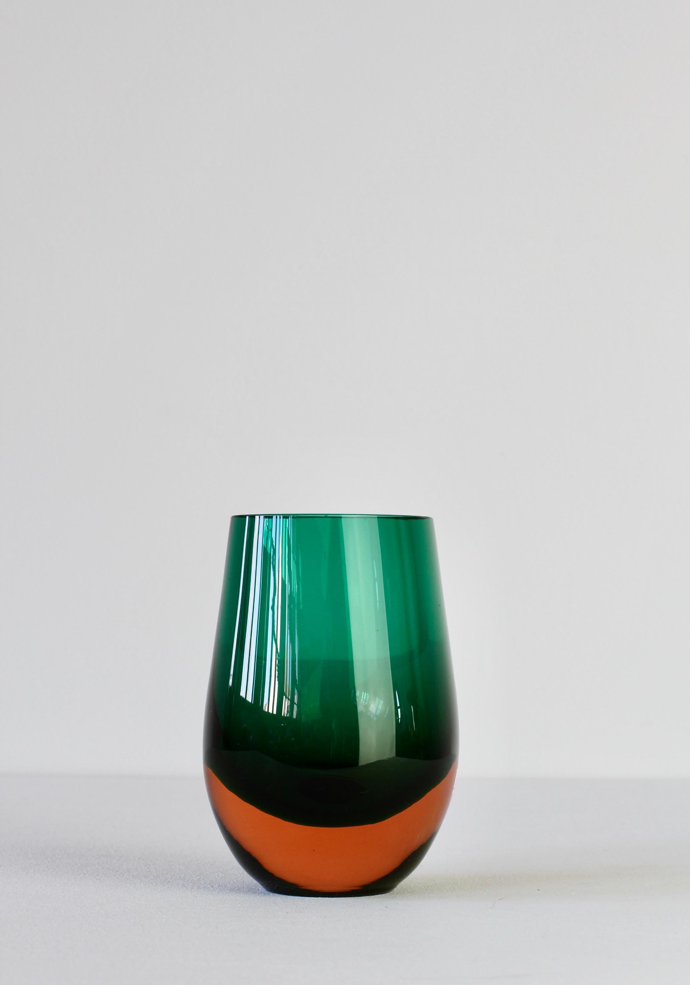 Vintage Green and Orange Glass Vase by Konrad Habermeier for Gral Glas, 1965 In Good Condition In Landau an der Isar, Bayern