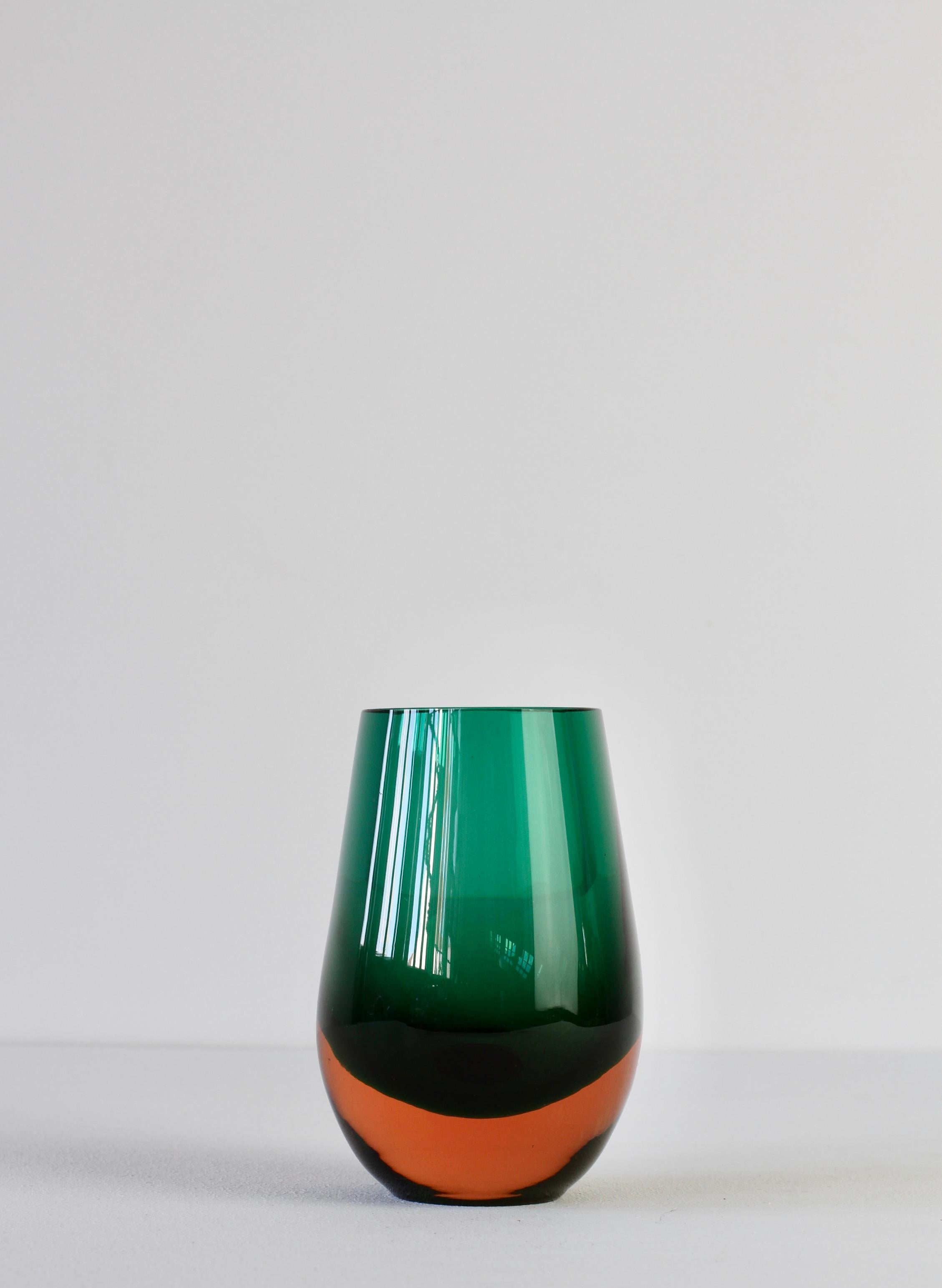 20th Century Vintage Green and Orange Glass Vase by Konrad Habermeier for Gral Glas, 1965