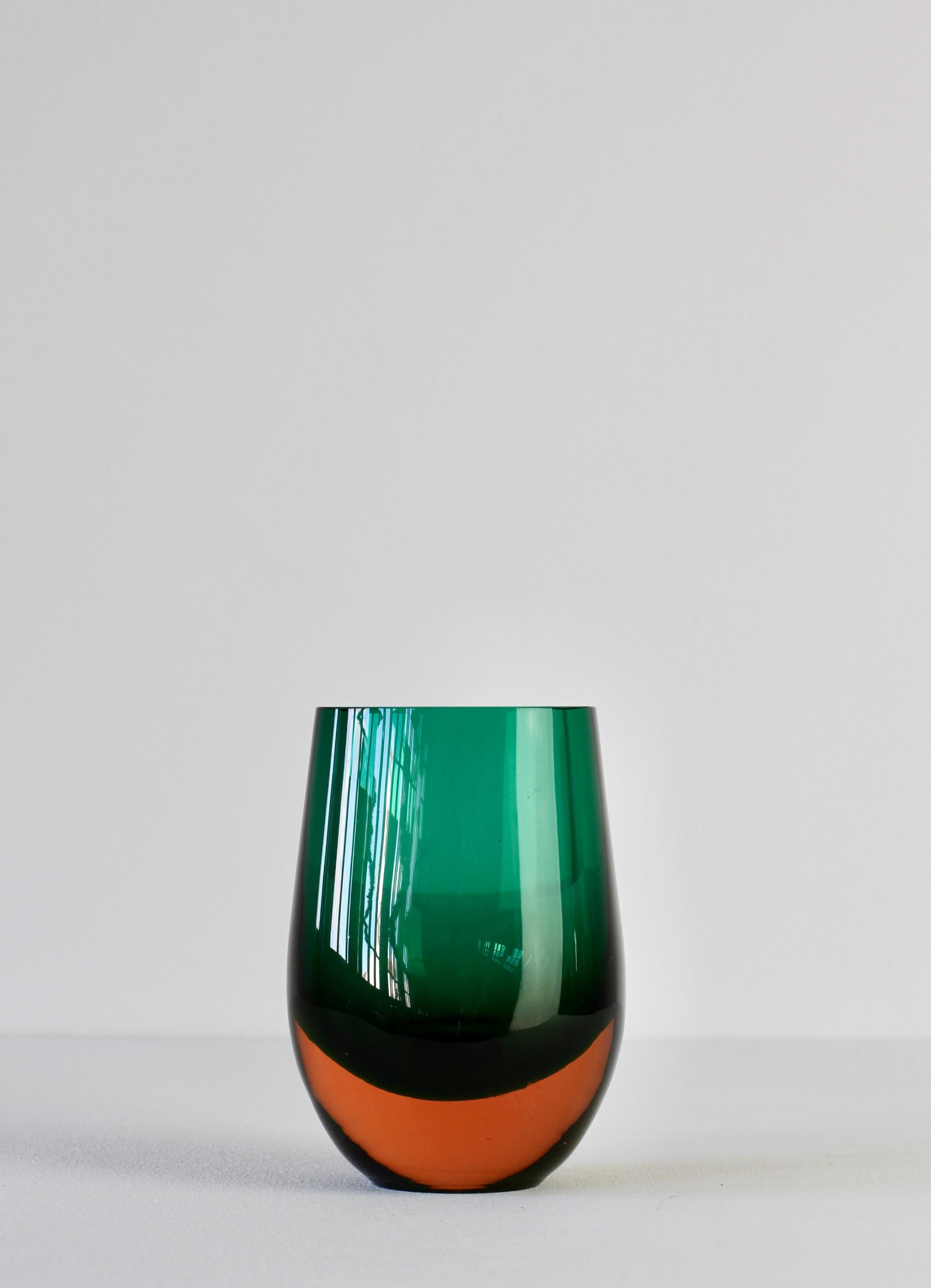 Vintage Green and Orange Glass Vase by Konrad Habermeier for Gral Glas, 1965 2