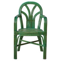 Vintage Green Painted Armchair, France Late-19th Century 