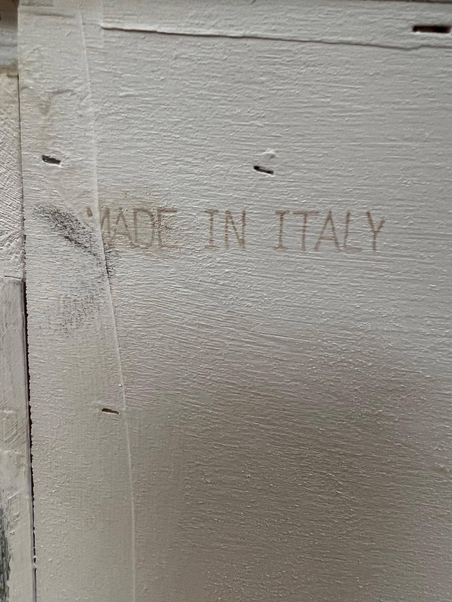 Comò o cassettiera d'epoca a tre cassetti dipinti di verde Made In Italy in vendita 9