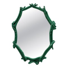 Vintage Green Painted Twig Mirror