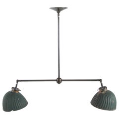 Vintage Green Painted X-Ray Glass Double in Modern Pendant Light