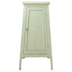 Vintage Green patinated wood Pedestal Cabinet Storage Stand
