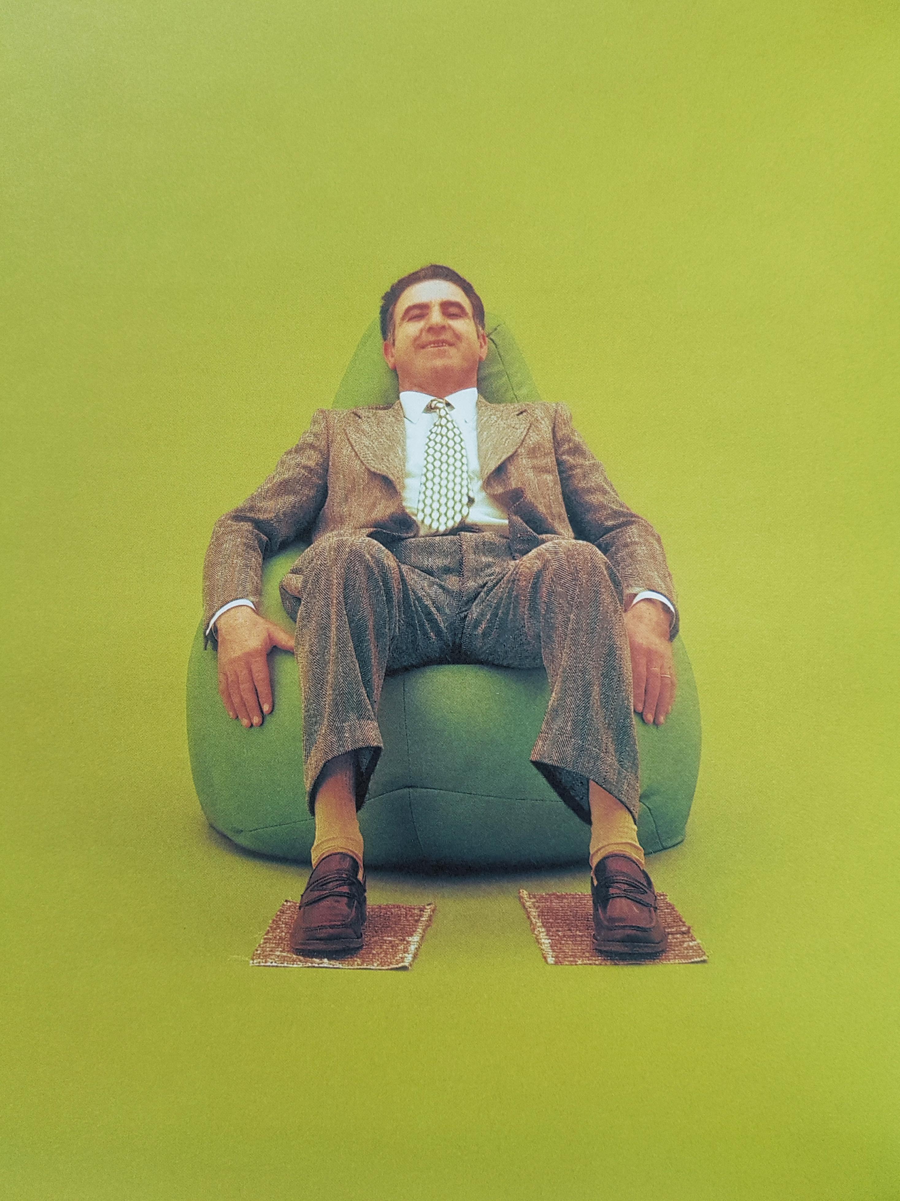 Vintage Green Plastic 1968 Armchair Sacco by Gatti, Paolini Teodoro for Zanotta 5