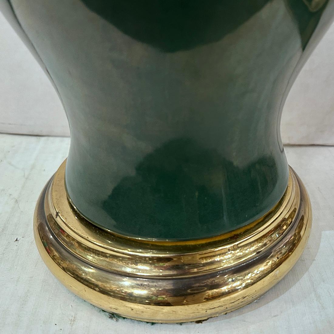 Lámpara vintage de porcelana verde Italiano en venta