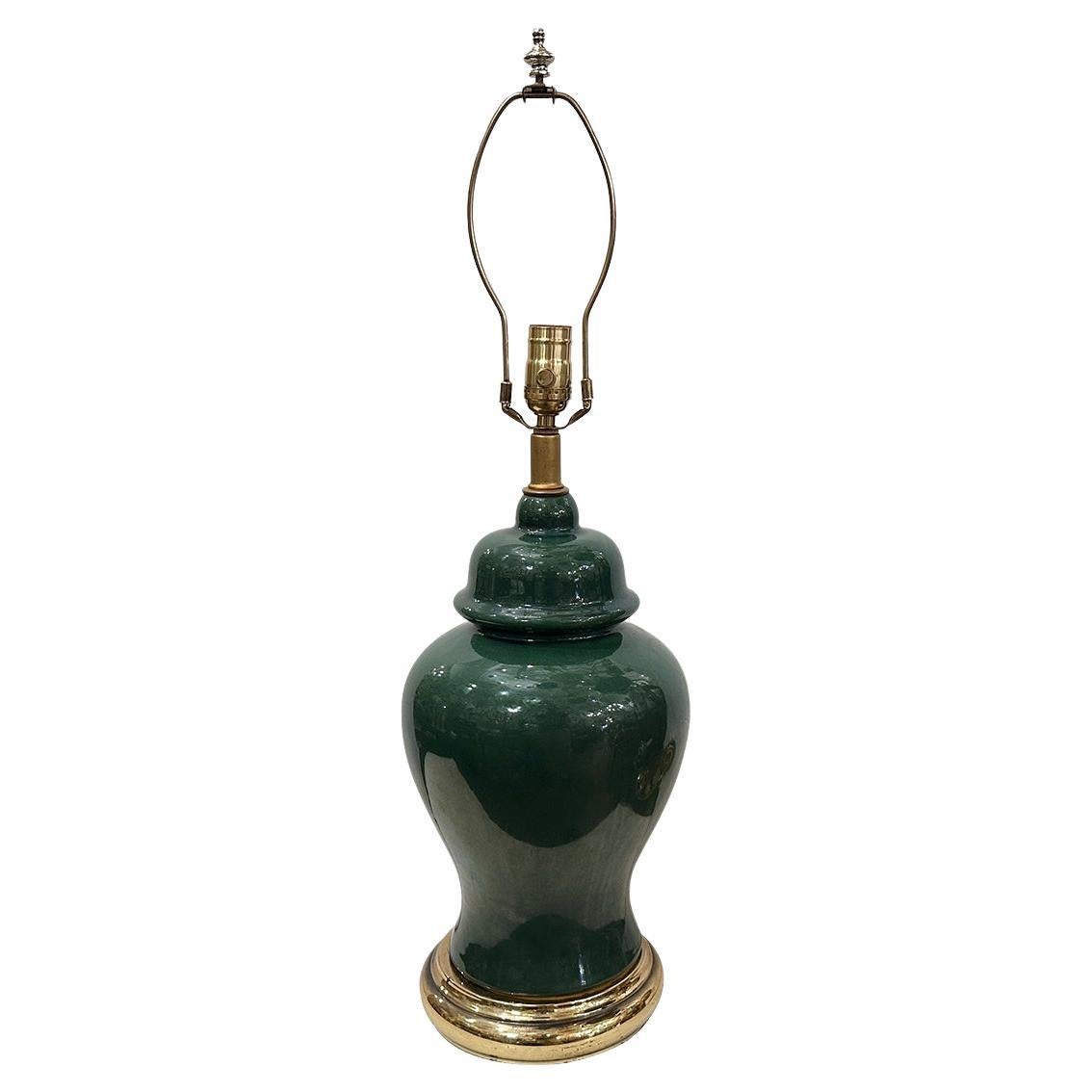 Lámpara vintage de porcelana verde en venta