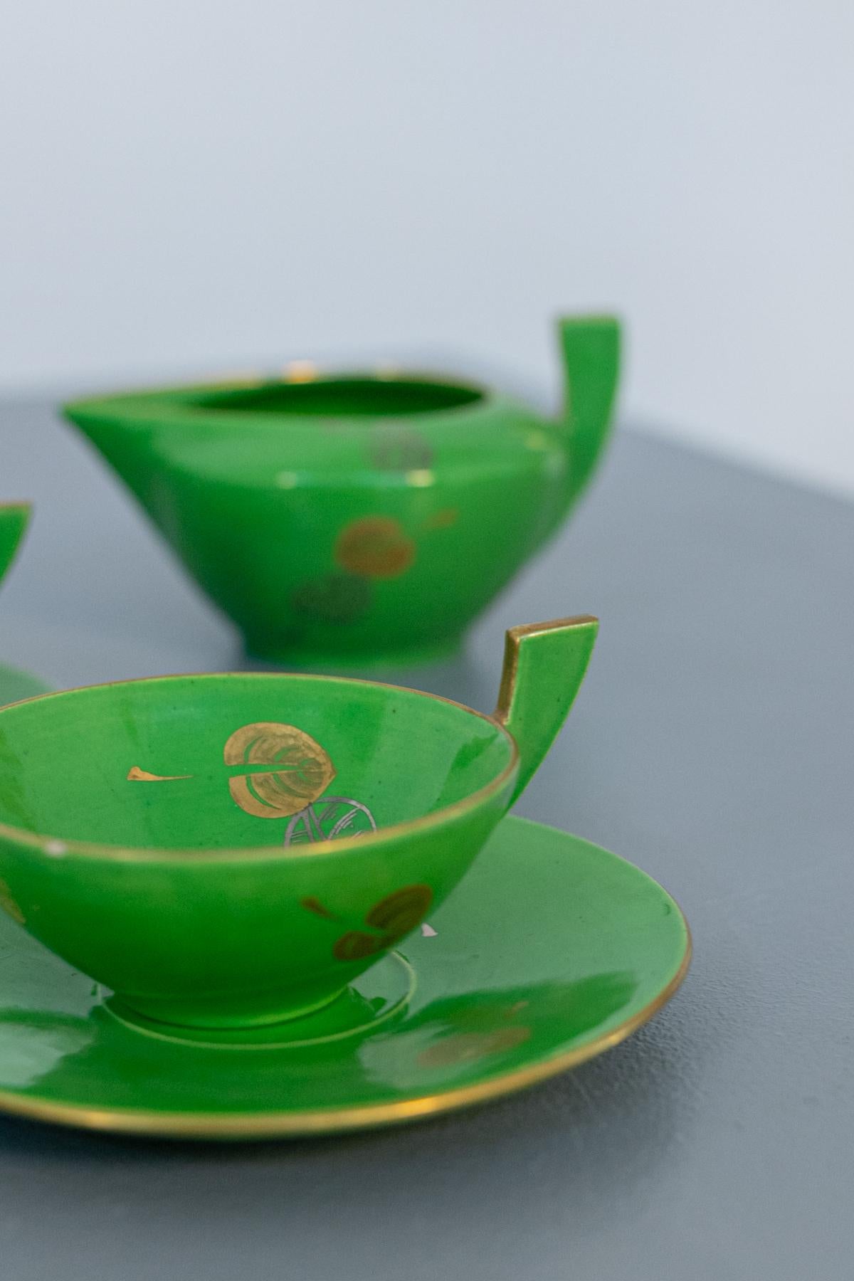 Vintage Green Porcelain Tea Set 4