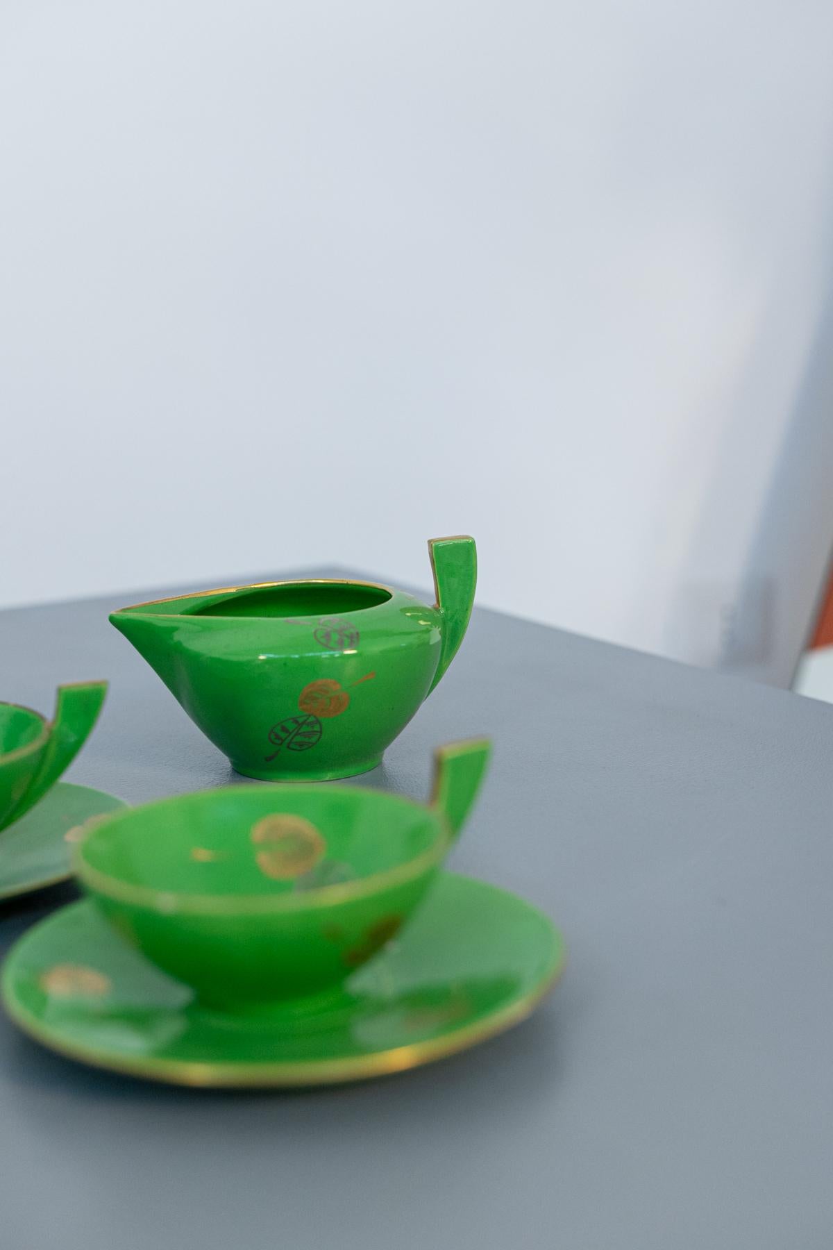 Vintage Green Porcelain Tea Set 5