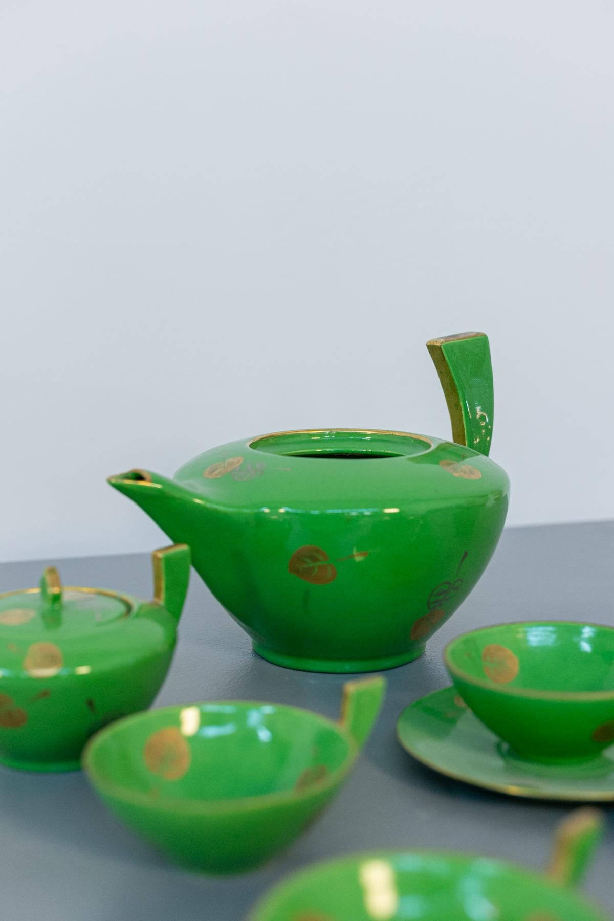 Vintage Green Porcelain Tea Set 6
