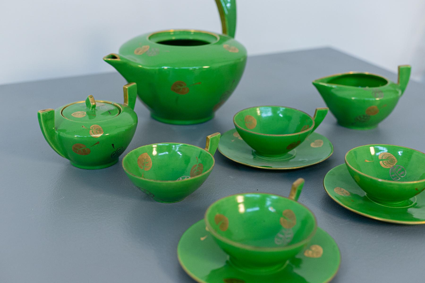Vintage Green Porcelain Tea Set 3
