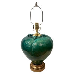 Grüne Porzellanlampe im Vintage-Stil