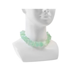 Collana girocollo di quarzo verde vintage con perle finte, anni '90