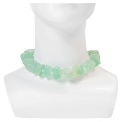 Vintage Green Quartz Choker Necklace with Faux Pearls, 1990s