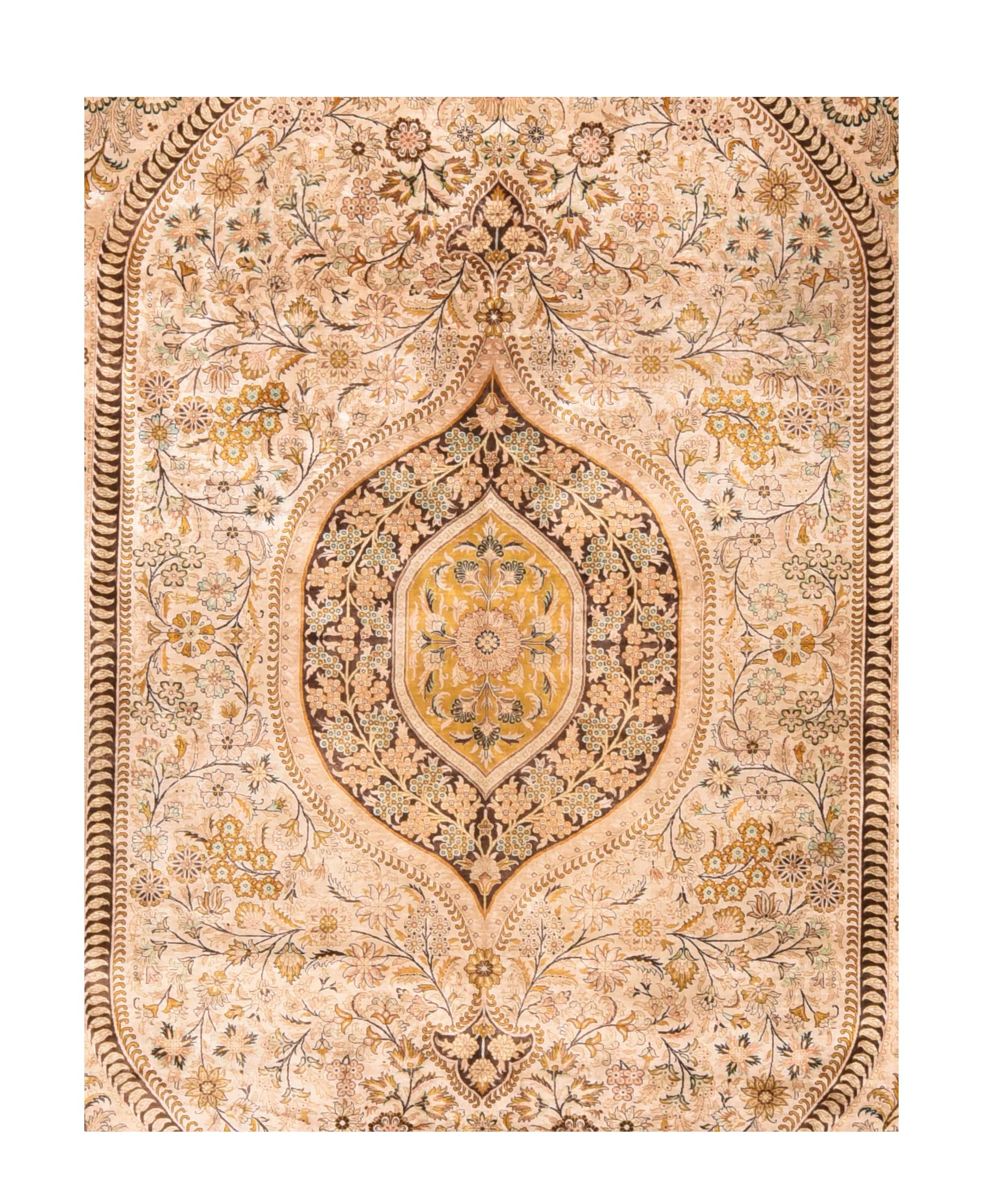 Late 20th Century Fine Persian Silk Qum Design Rug 8'1'' x 10'0'' For Sale