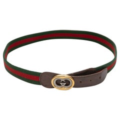 Vintage Green & Red Gucci Web Logo Belt Size IT 40