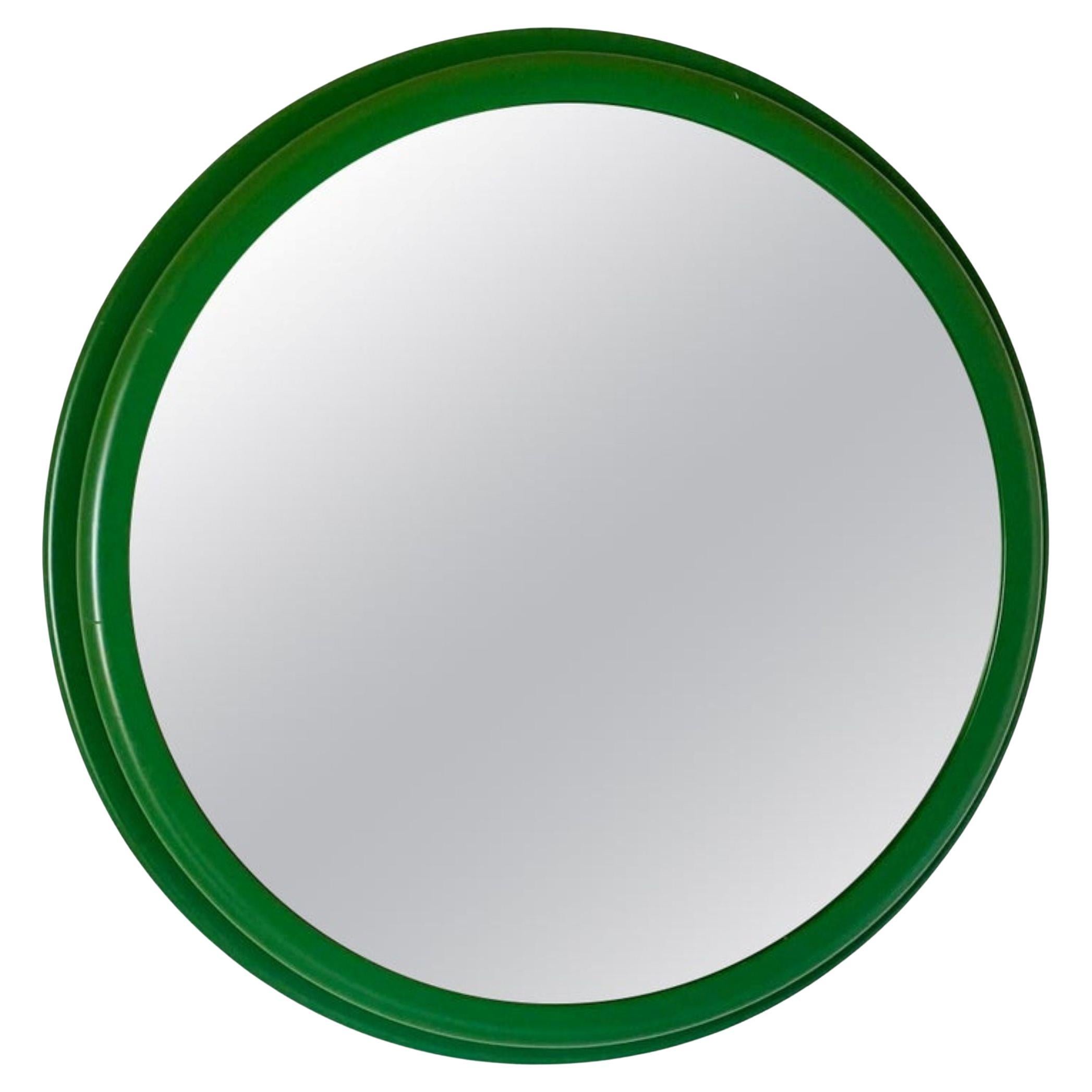 Miroir mural rond vert vintage, Italie, années 1960