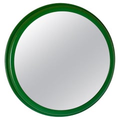 green wall mirrors Vintage Green Round Wall Mirror, Italy 1960s