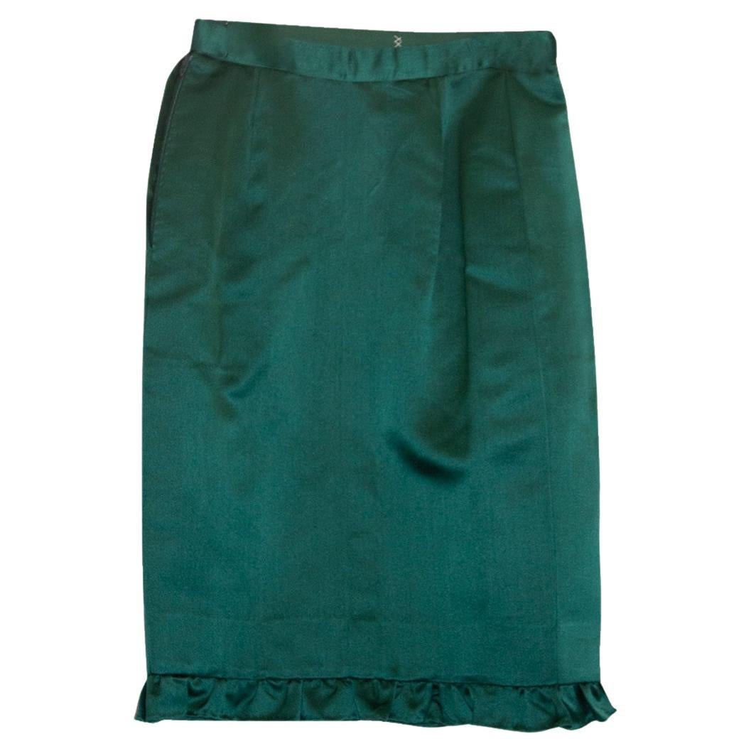 Vintage Green Satin Skirt by Angela Milano