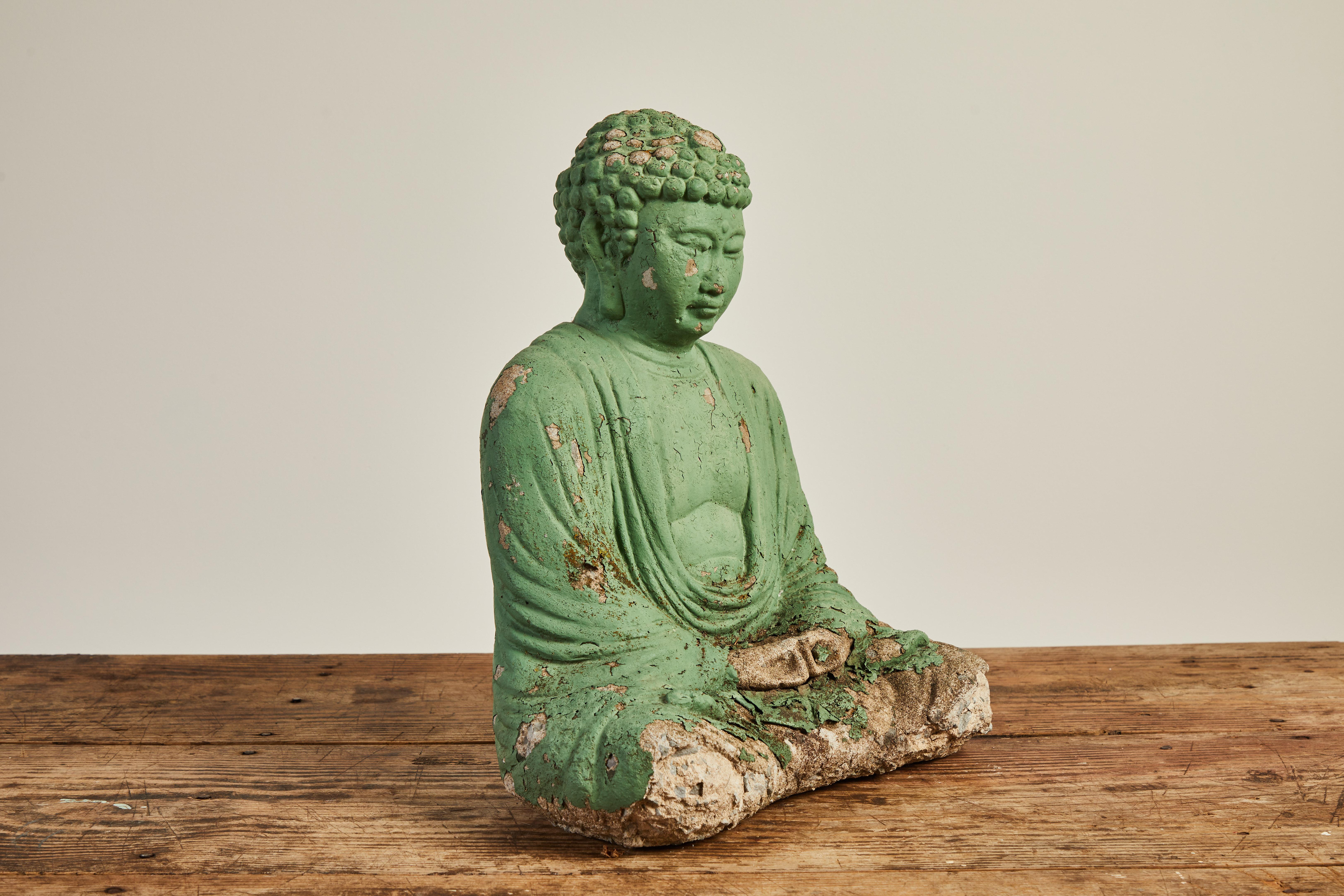 Vintage Green Seated Buddha Sculpture 5
