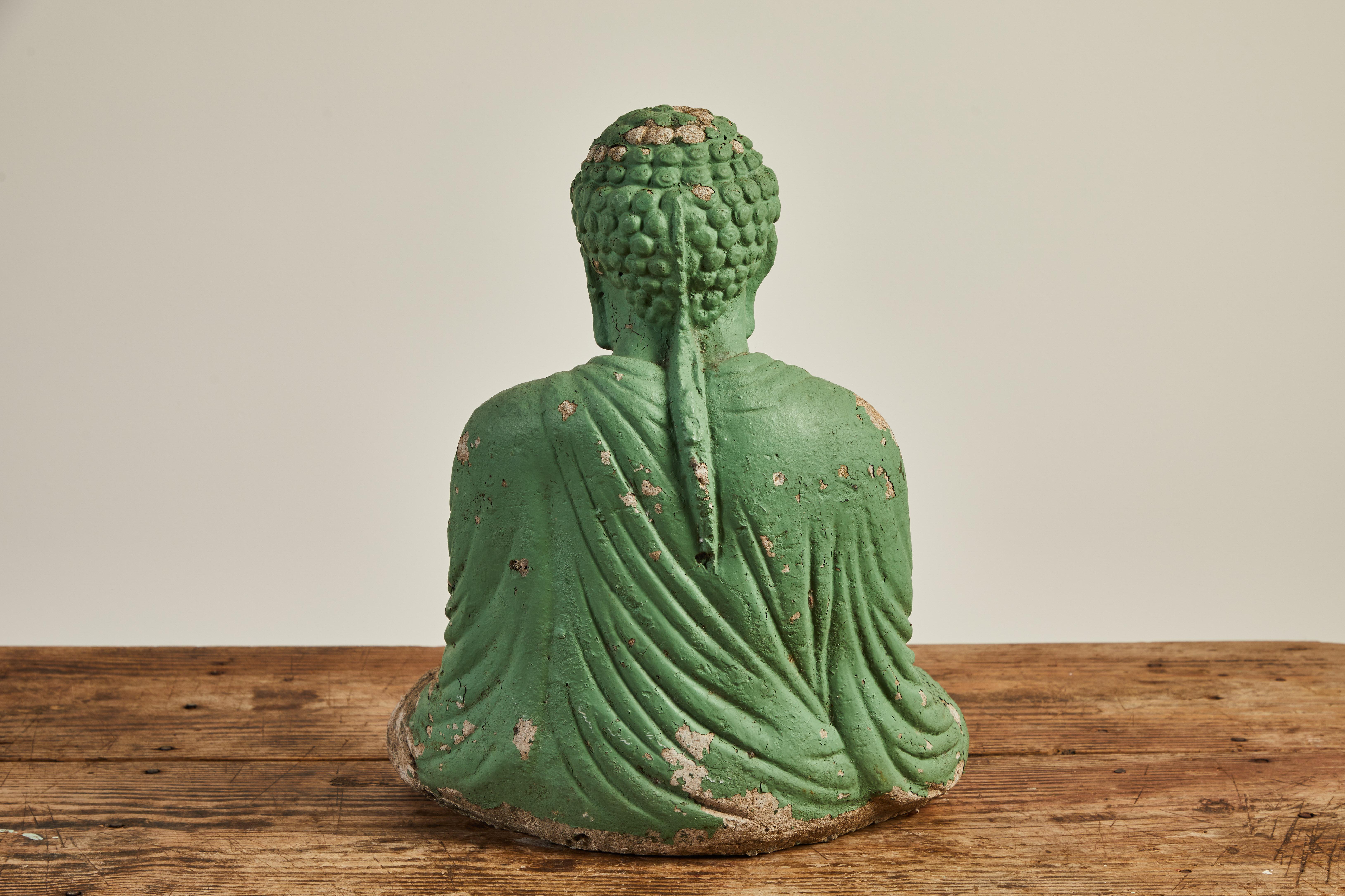 Vintage Green Seated Buddha Sculpture 6