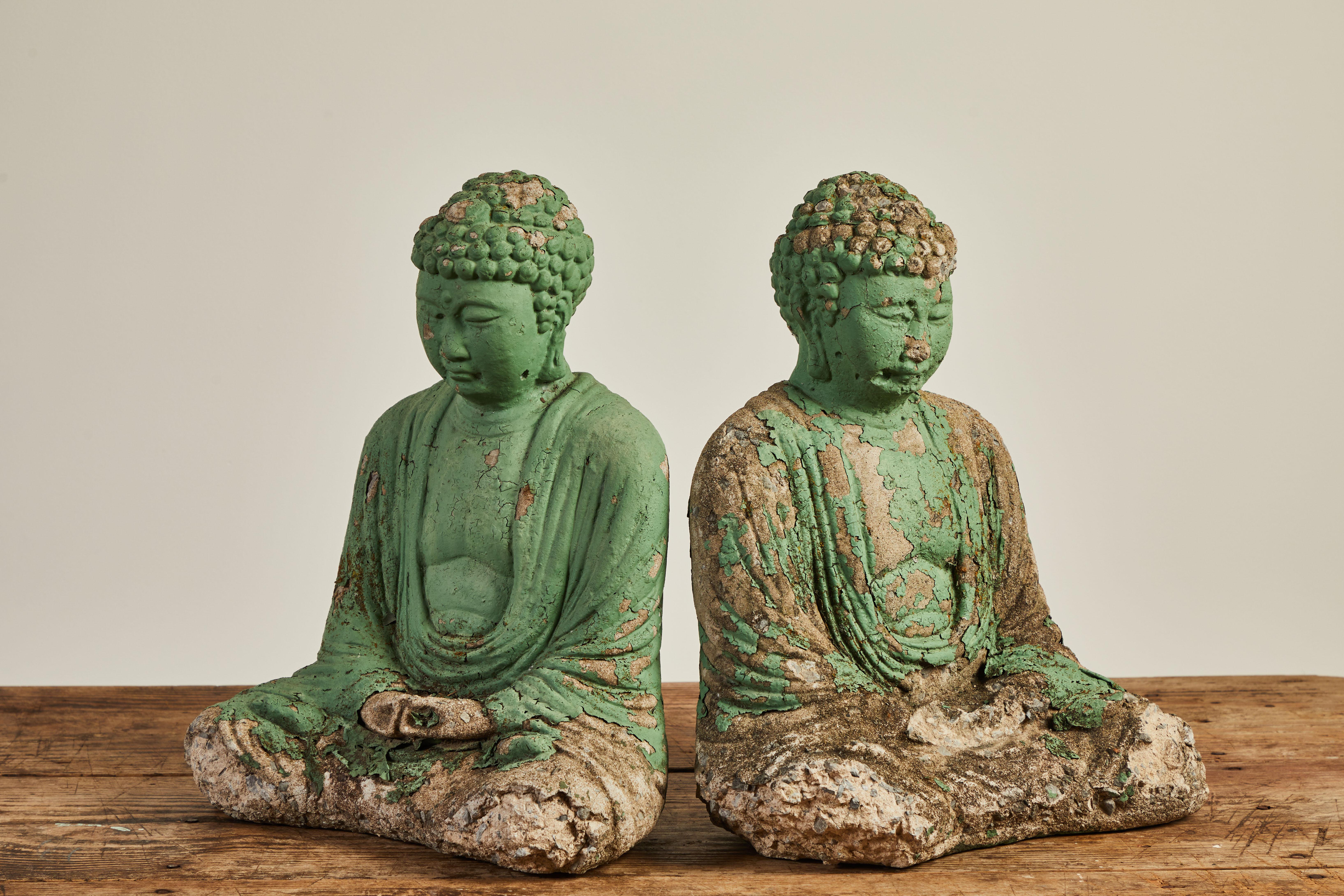 Vintage Green Seated Buddha Sculpture 7