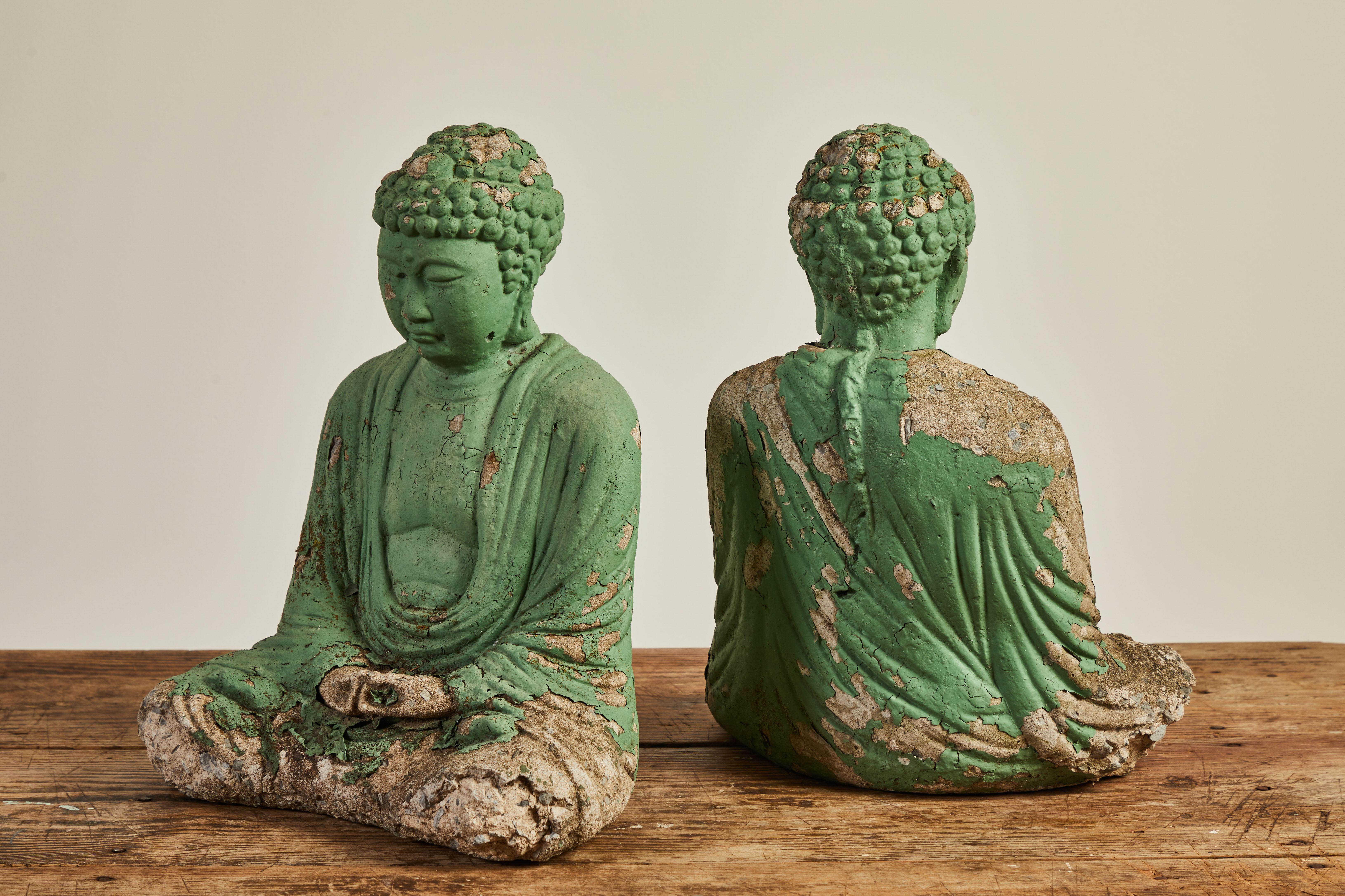 Vintage Green Seated Buddha Sculpture 9