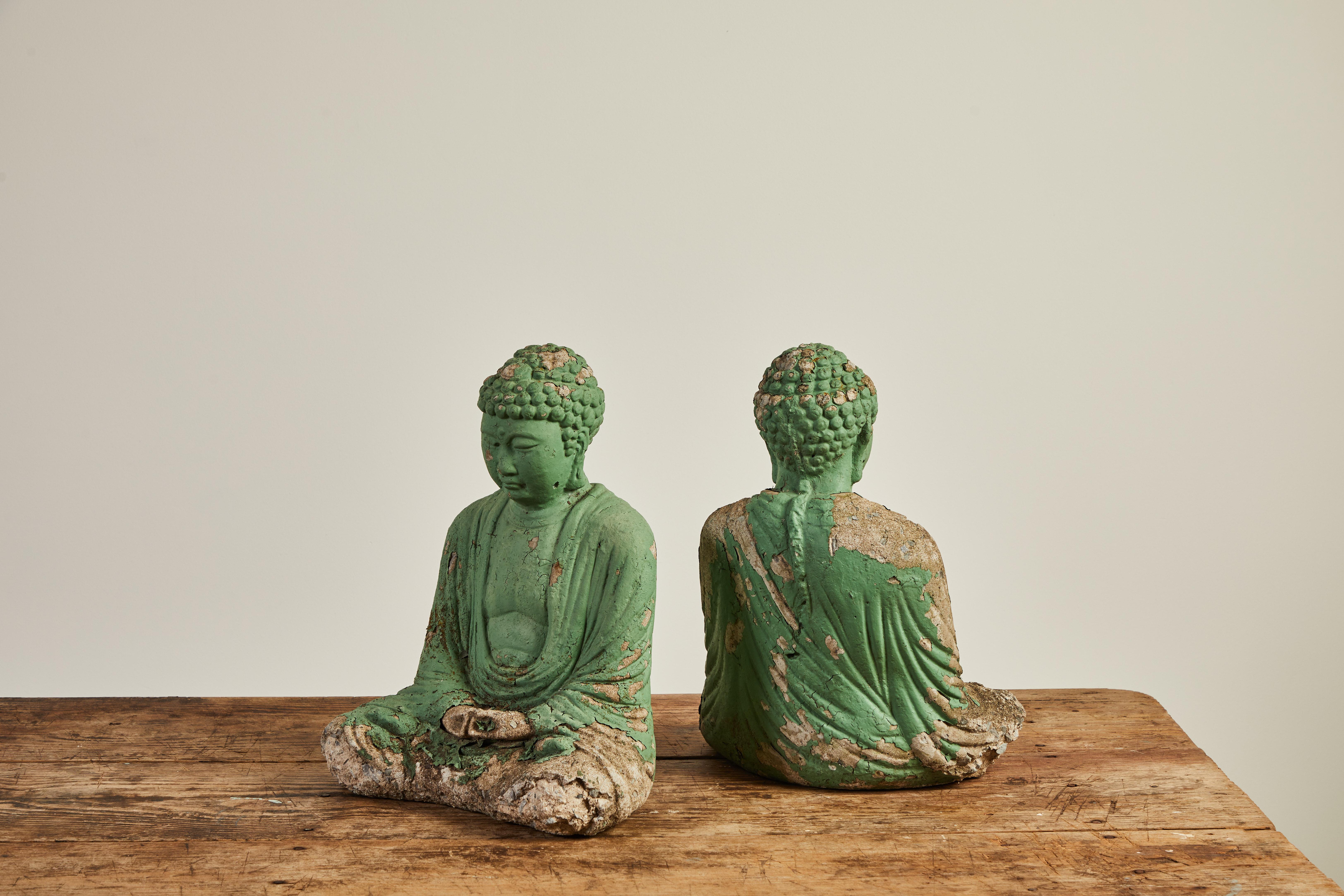 Vintage Green Seated Buddha Sculpture 10