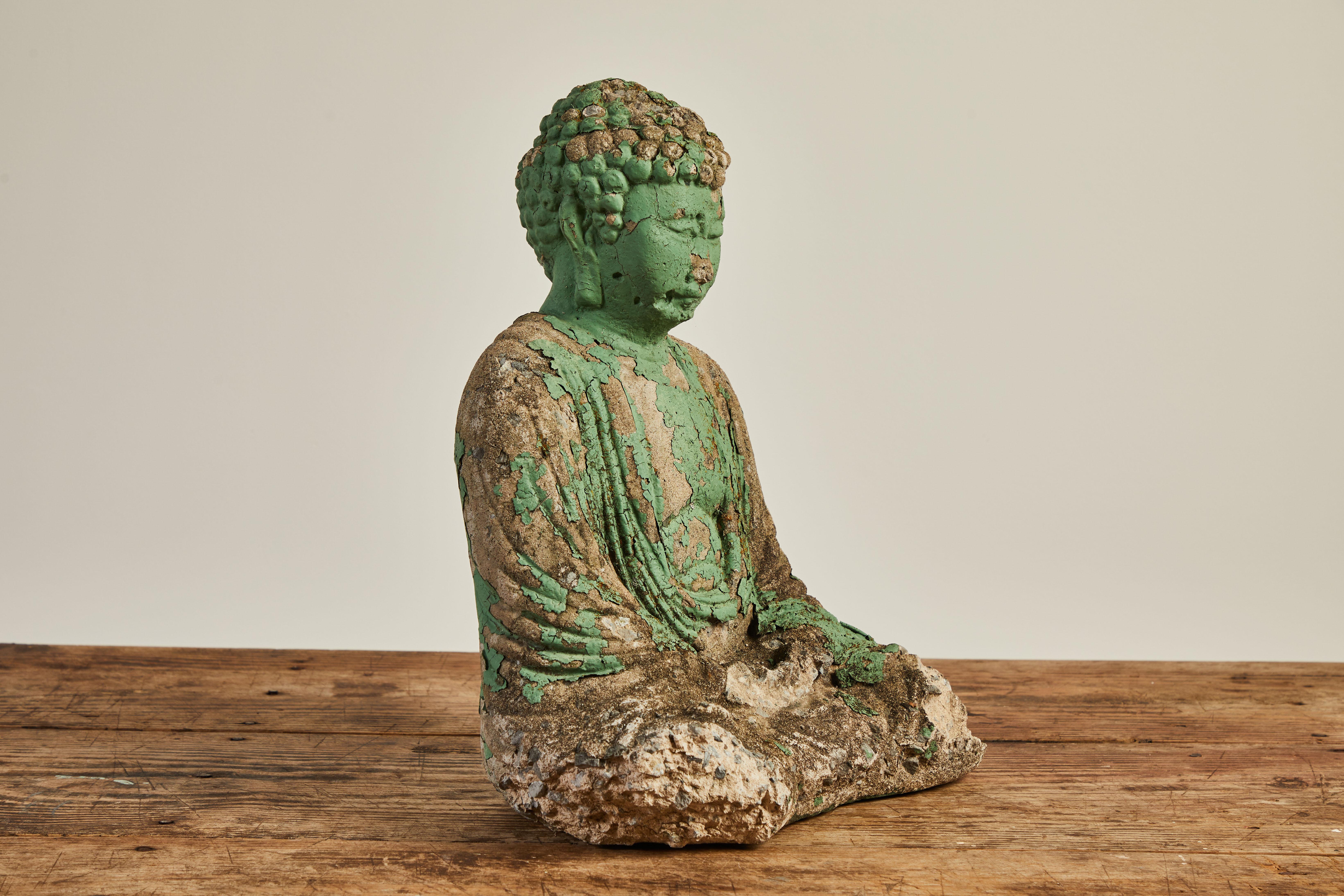 Late 20th Century Vintage Green Seated Buddha Sculpture