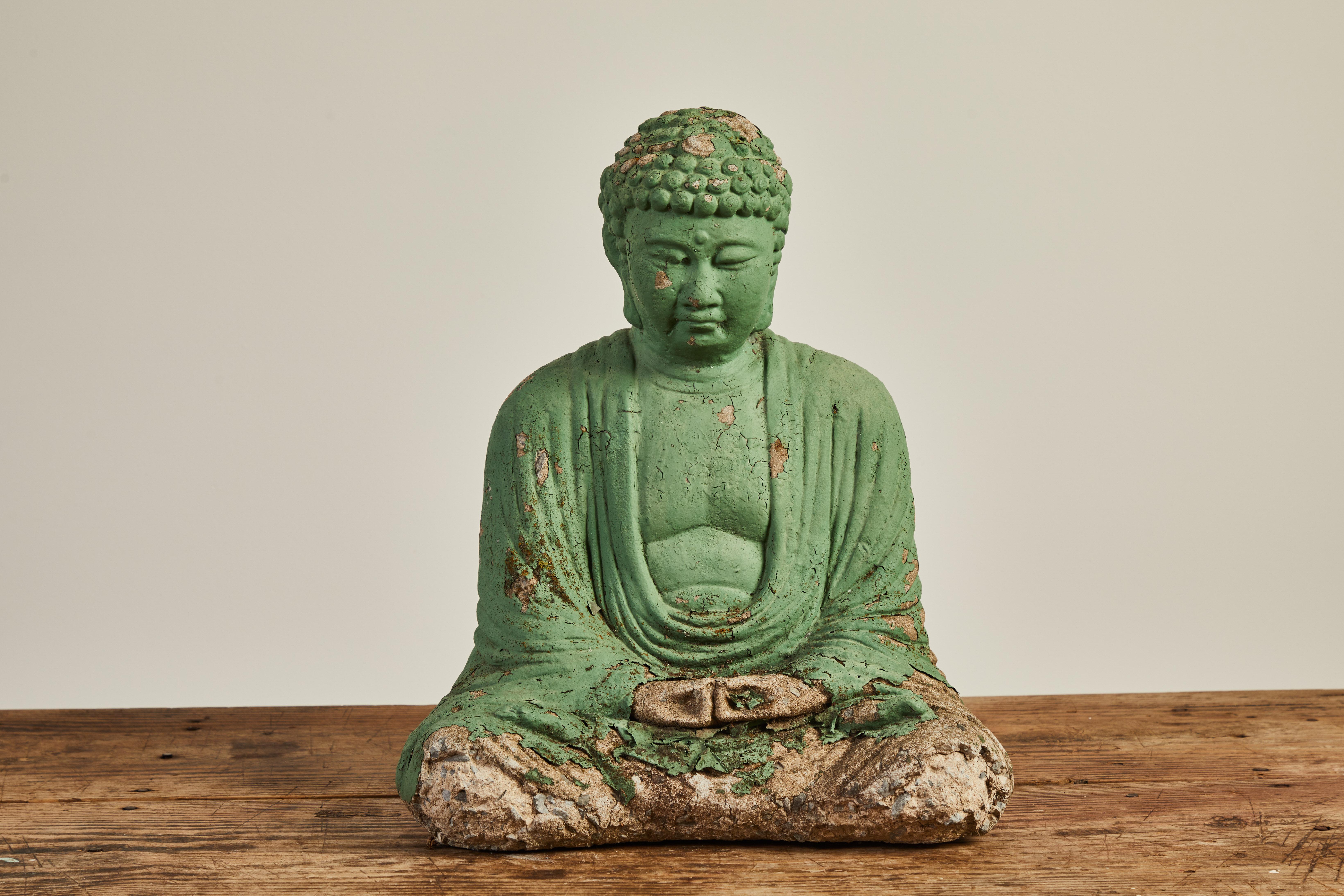 Vintage Green Seated Buddha Sculpture 1