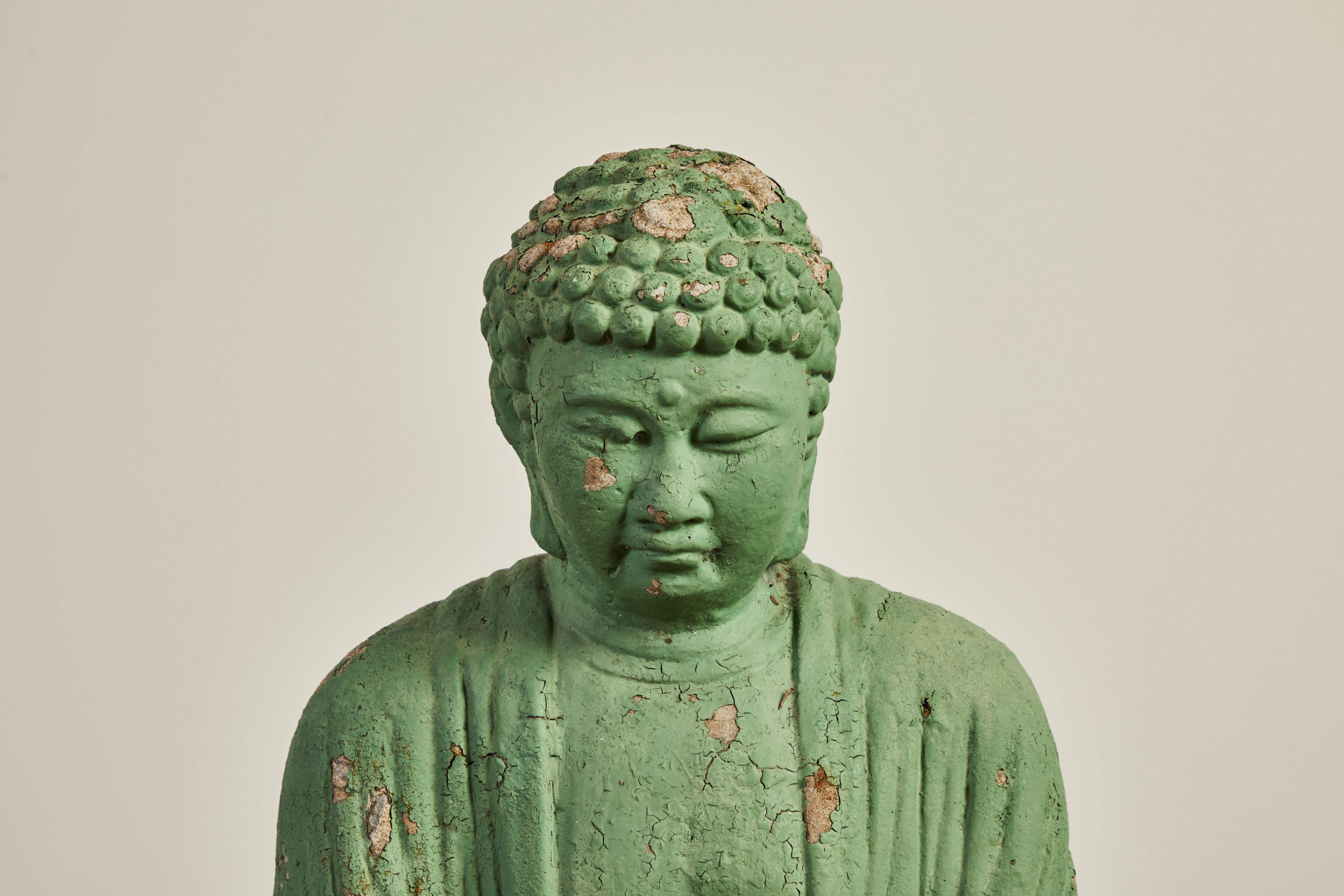 Vintage Green Seated Buddha Sculpture 2