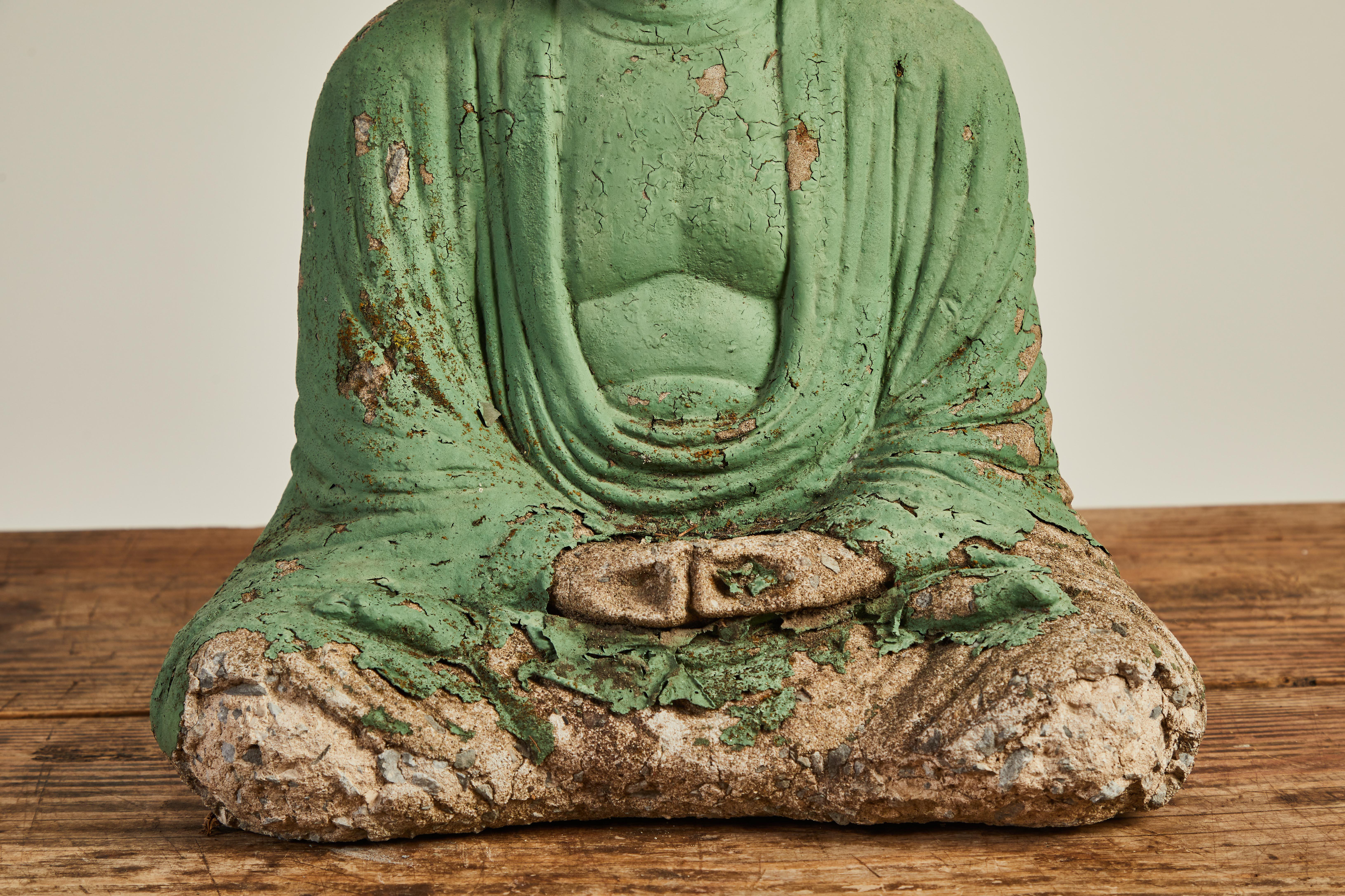 Vintage Green Seated Buddha Sculpture 3