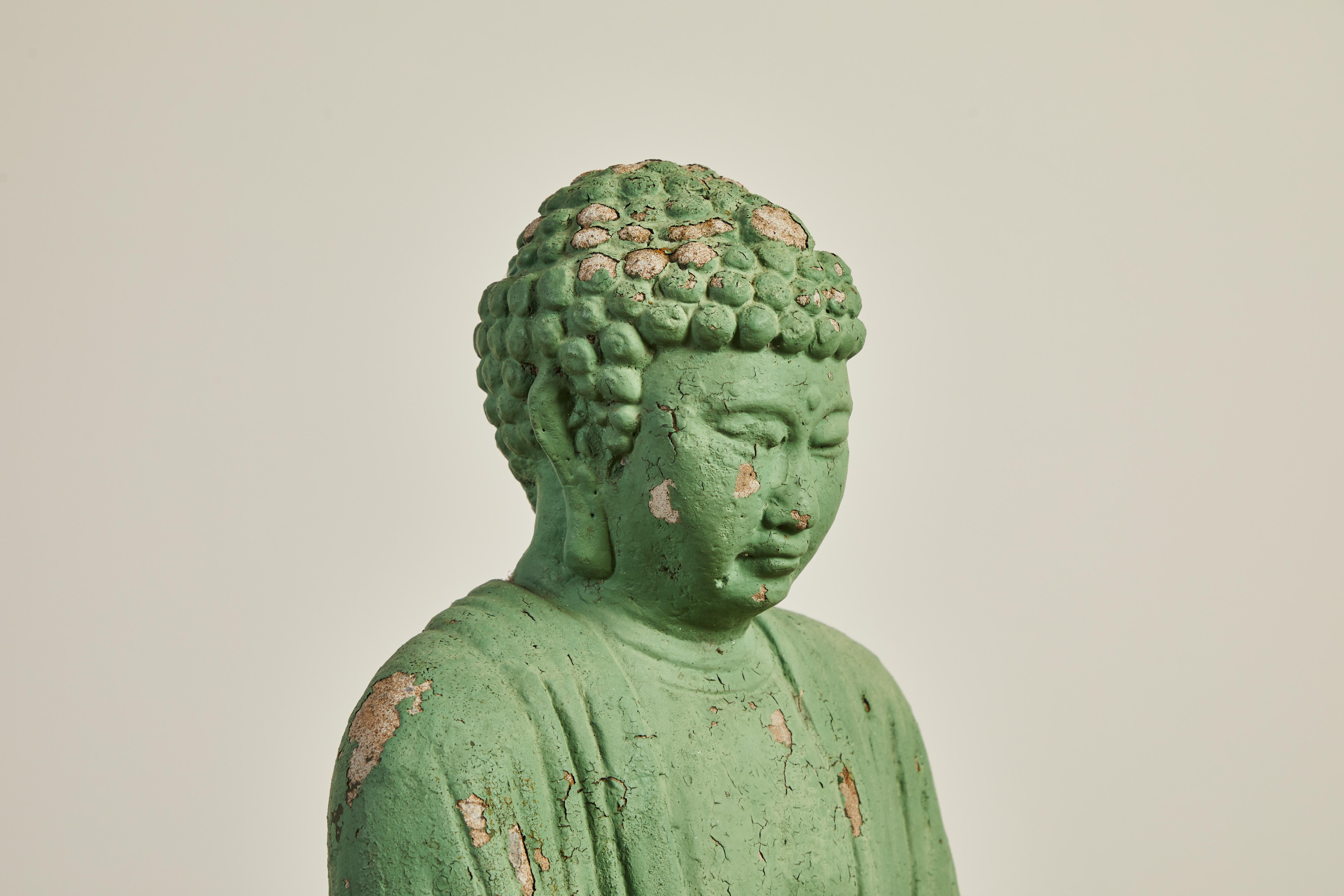 Vintage Green Seated Buddha Sculpture 4