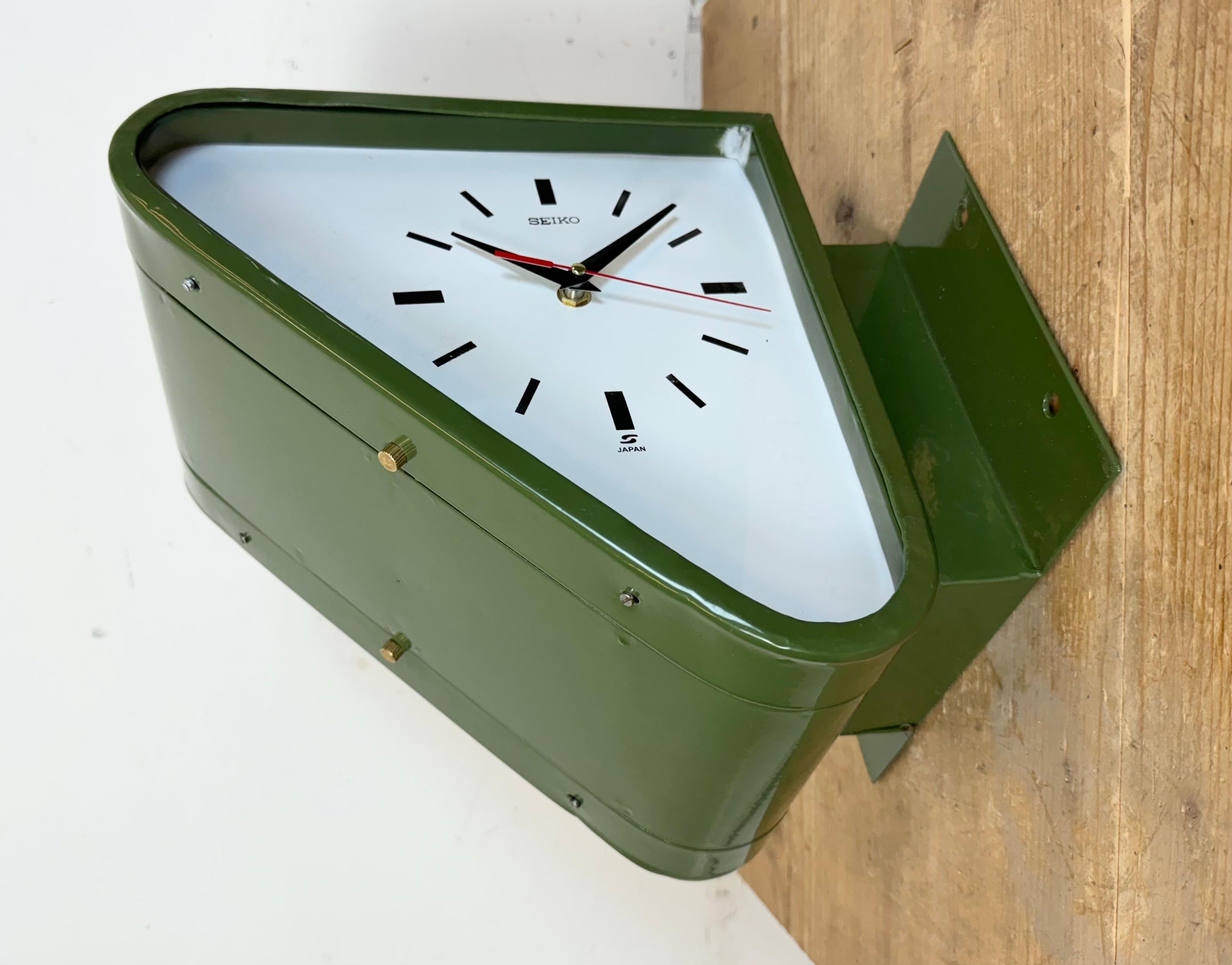 Japonais Horloge murale Seiko Maritime verte à double face, 1970