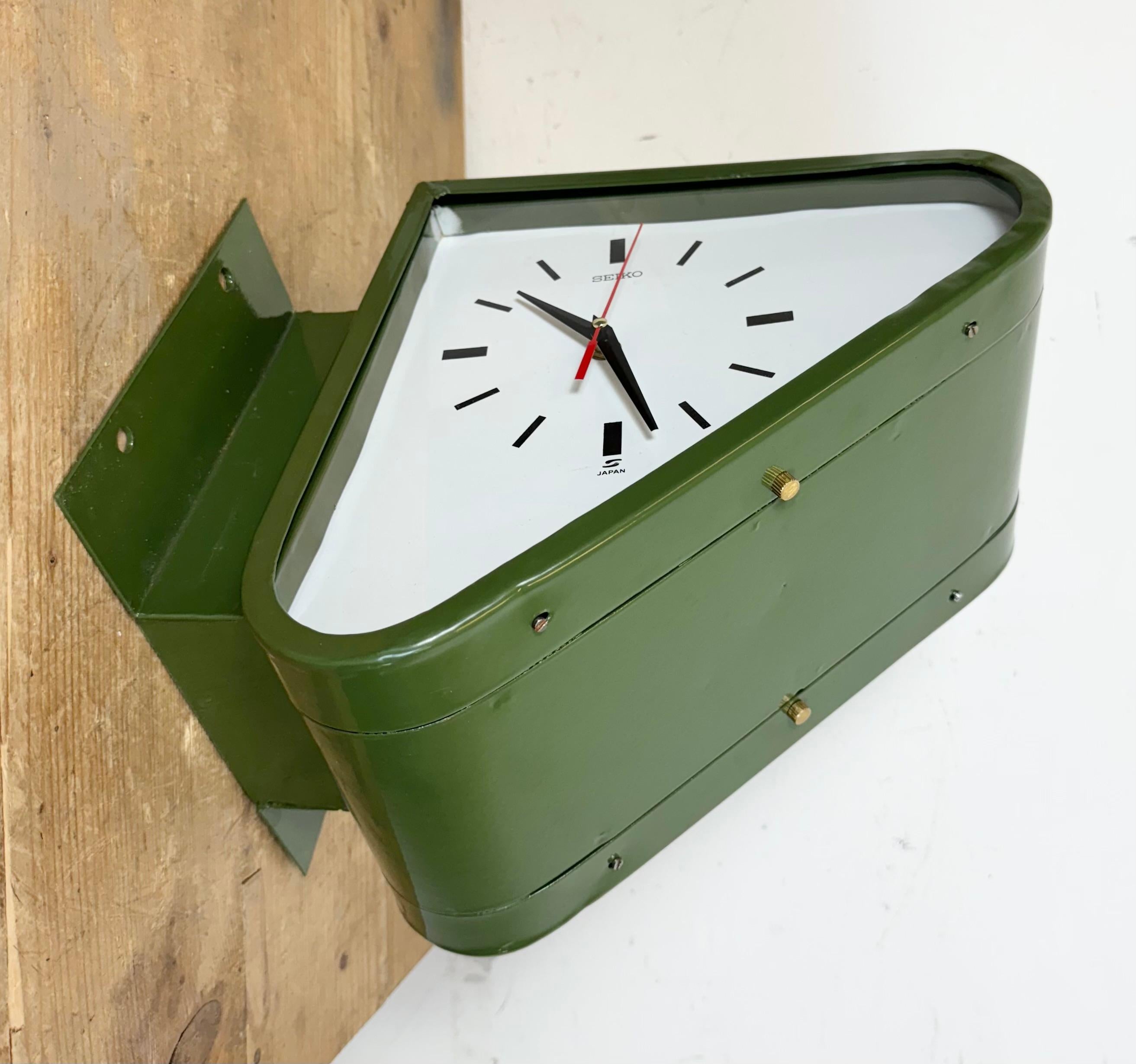 Fin du 20e siècle Horloge murale Seiko Maritime verte à double face, 1970