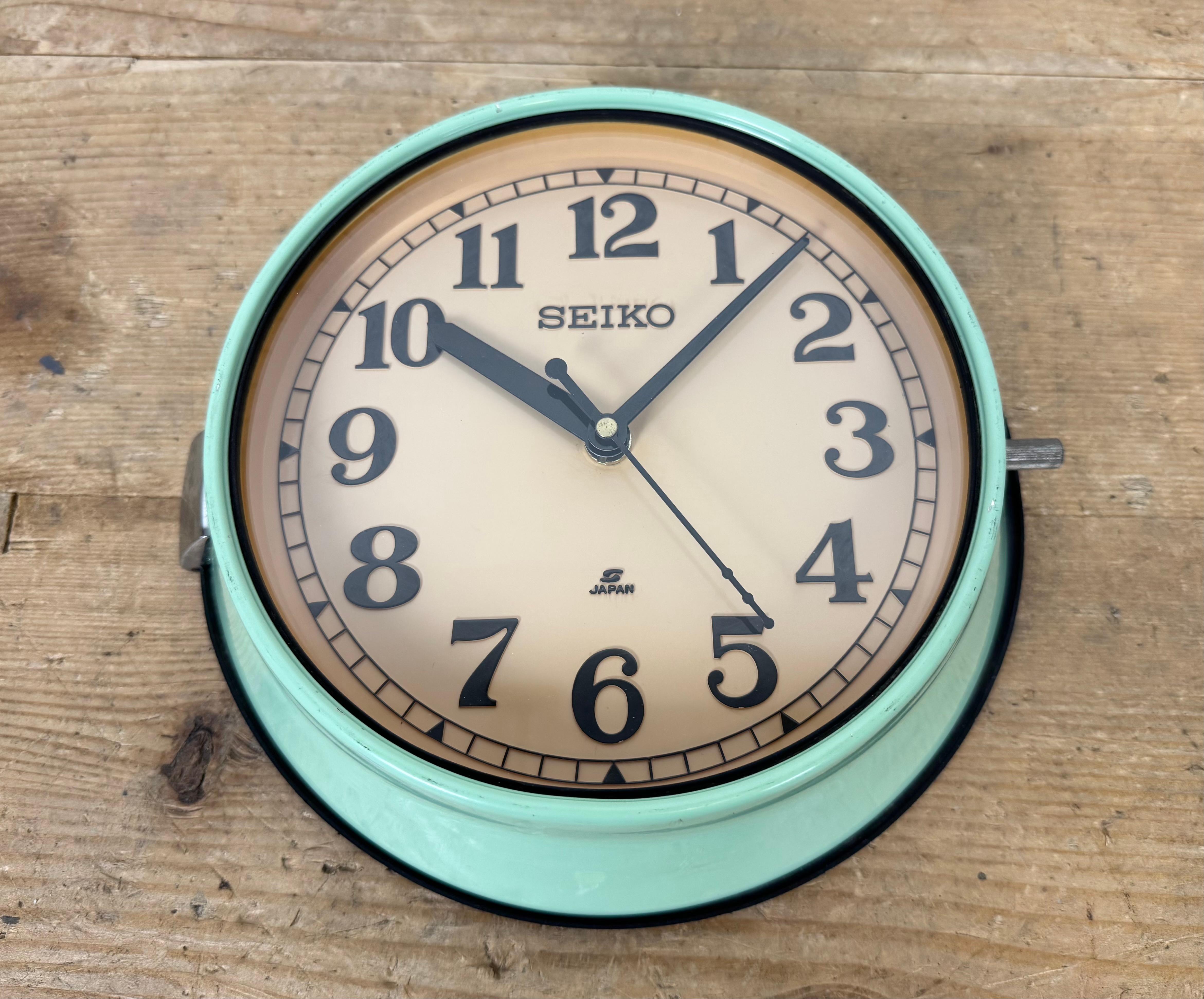 Reloj de pared de barcos Seiko verde vintage, años 70 en venta 6