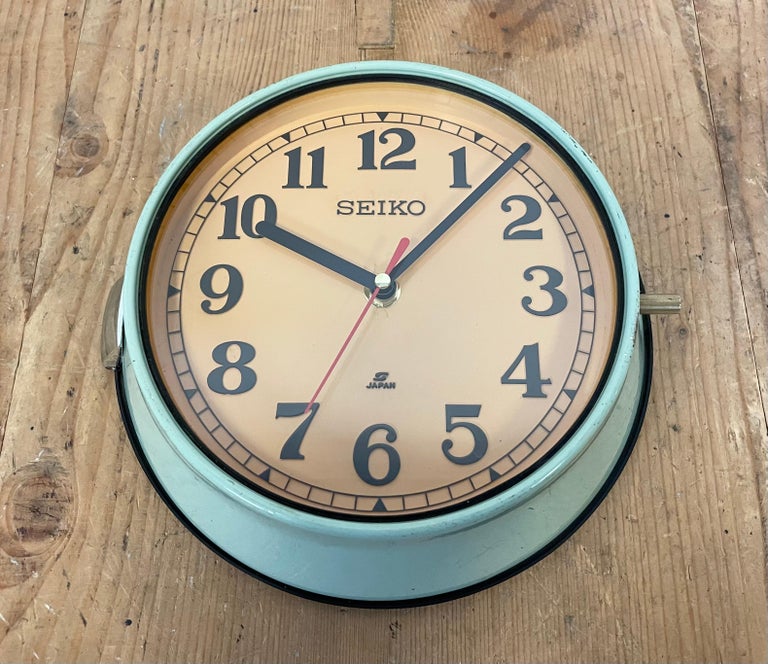 Vintage Green Seiko Navy Wall Clock, 1970s For Sale 6