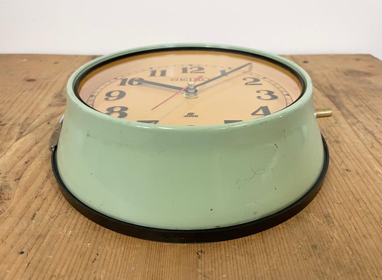 Vintage Green Seiko Navy Wall Clock, 1970s For Sale 8